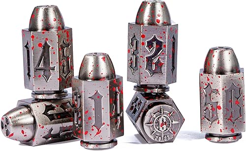 Juego de 6 dados de bala D6, dados de 6 tamaños para juegos de rol de Calabozos y Dragones, accesorios DND, regalos (Bloodstained)