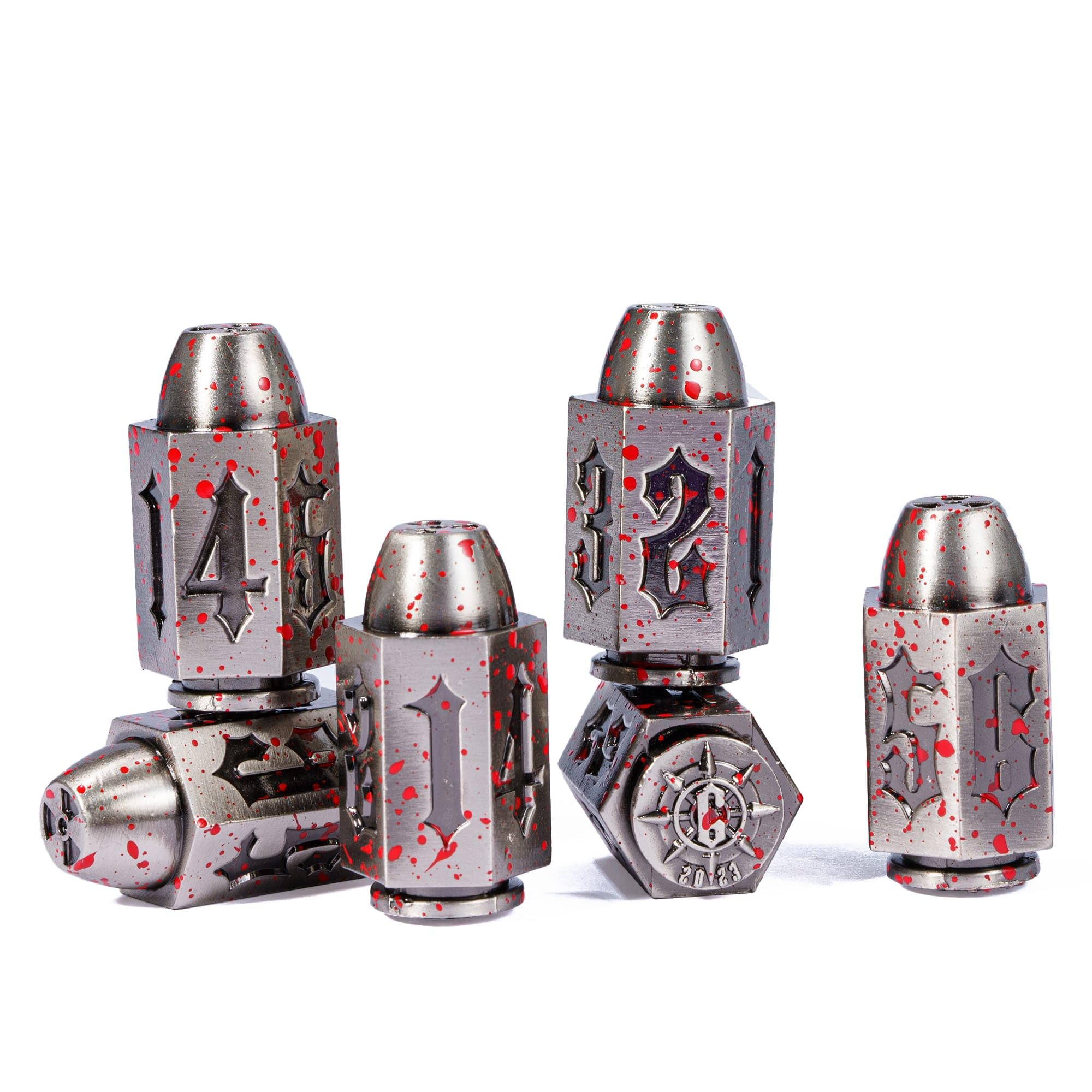 Bullet Dice Set of 6 Pieces D6 Dice, 6 Sized Die for Dungeons and Dragons Role Playing Games/DND Accessories Gifts (Bloodstained)