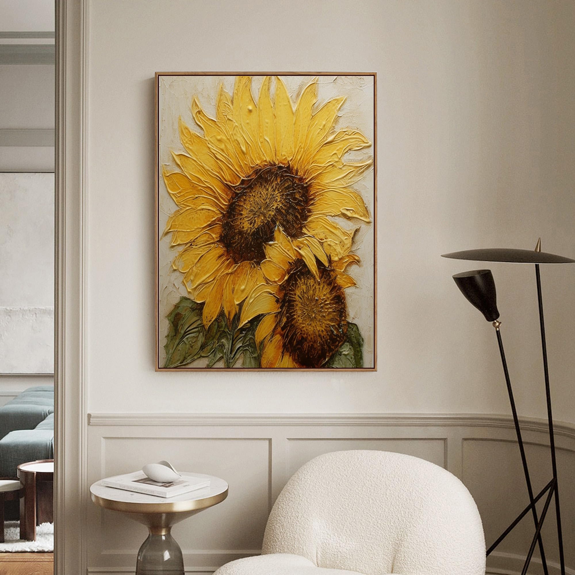 Amazon.com: Jsiluxna Sunflower Canvas Painting in a Vintage