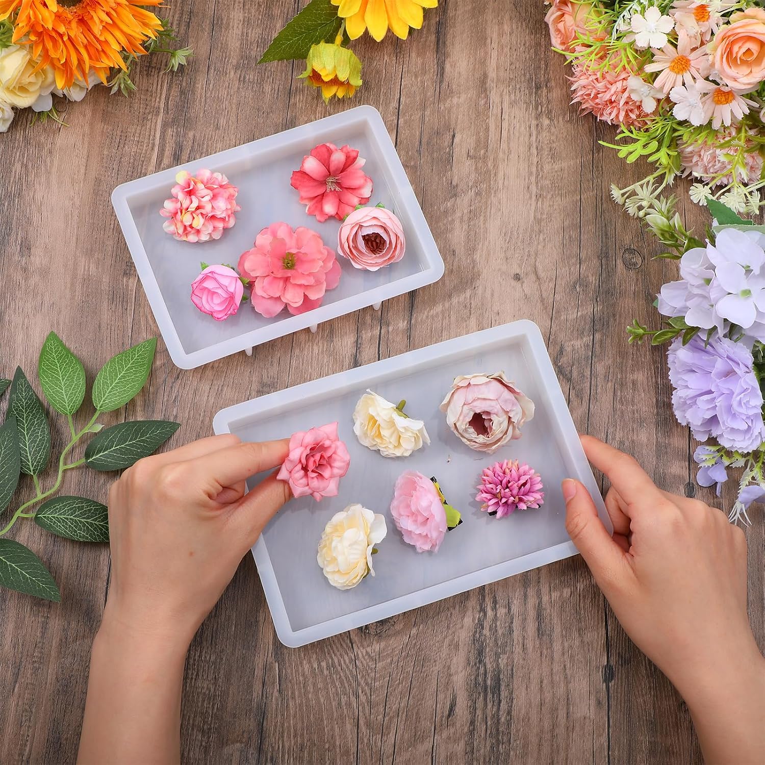 5Pcs Epoxy Resin Molds Set, Large Silicone Casting Molds for Resin, Square & Rectangular Shapes for DIY Art, Flower Preservation, Candle Making, Home Décor, Wedding Keepsakes