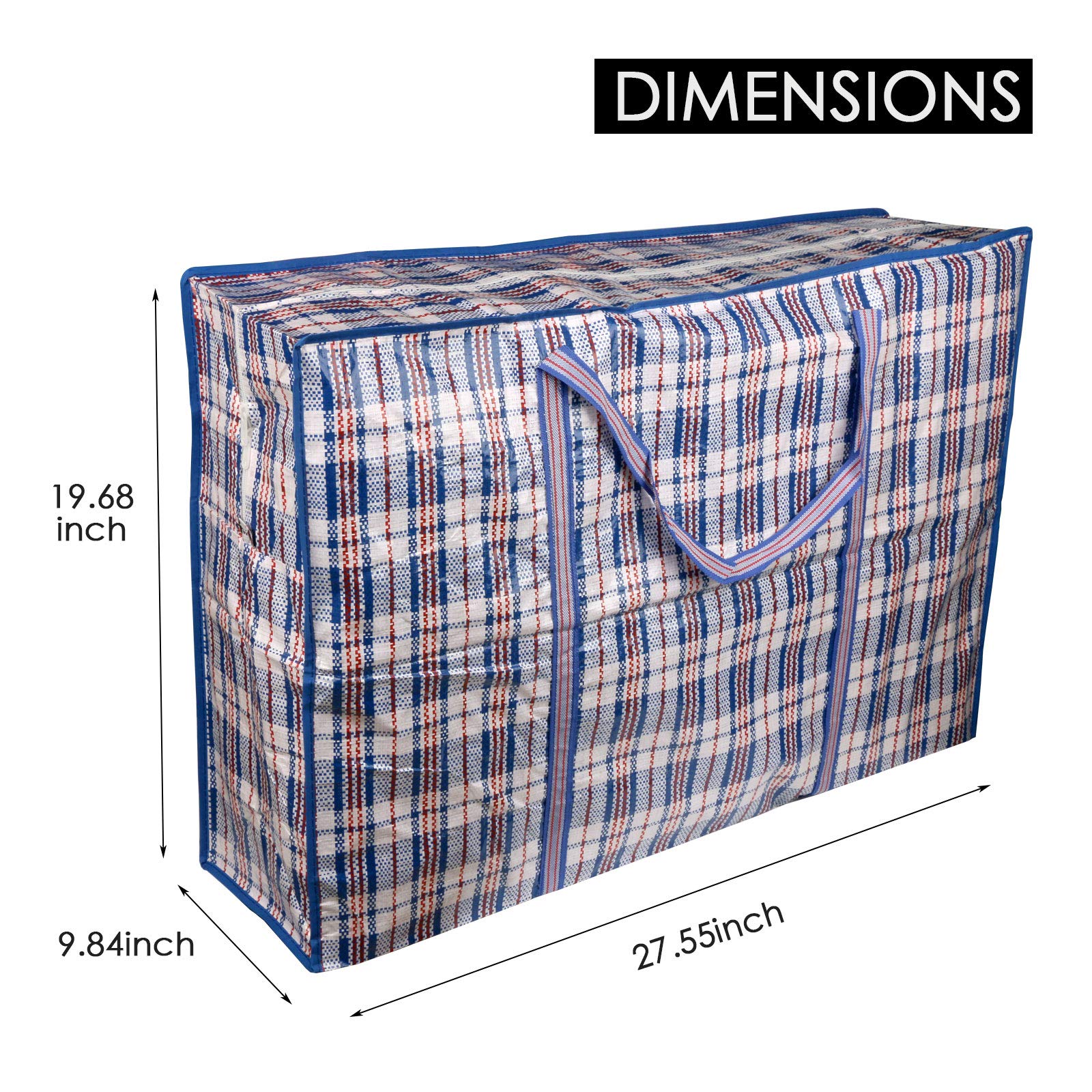 2 Stück Kleiderbeutel, Große Einkaufstaschen Aufbewahrungstasche Jumbo Taschen mit Reißverschluß für den Umzug Bettwäsche Kleidung Decken Kissen Quilt (Blau, 70cm*50cm*25cm)