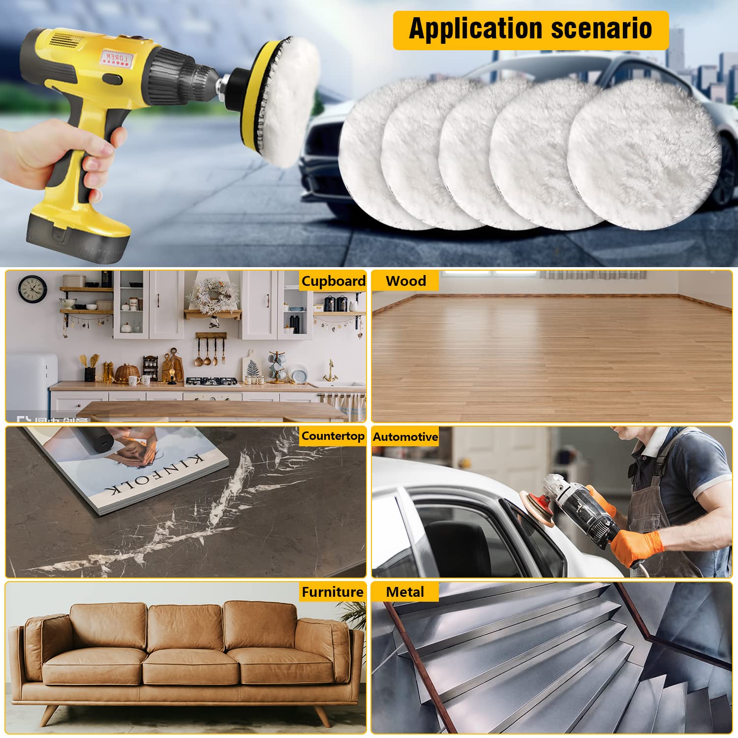 KIT COMPLET DE 8 Tampons De Polissage Jeu De Roues De