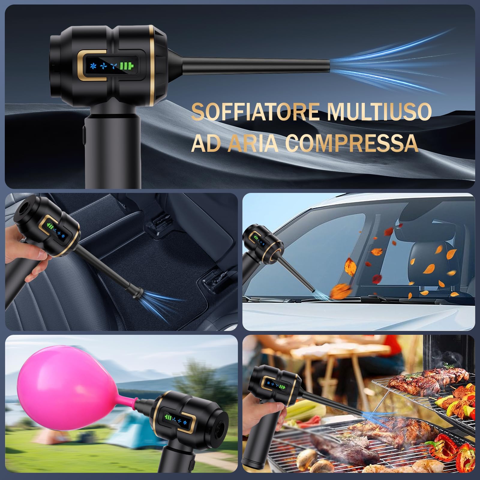 Aspirapolvere senza fili per auto, potente mini aspirapolvere da 27000PA, aspirapolvere portatile ricaricabile, ideale per pulire gli spazi ristretti di veicoli, case e uffici