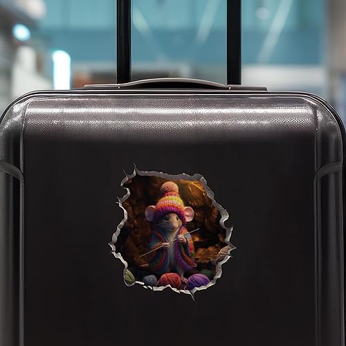 Miniatura 7 de Calcomanía de ratón de ganchillo en agujero de ratón, adhesivo de pared 3D con agujero de ratón