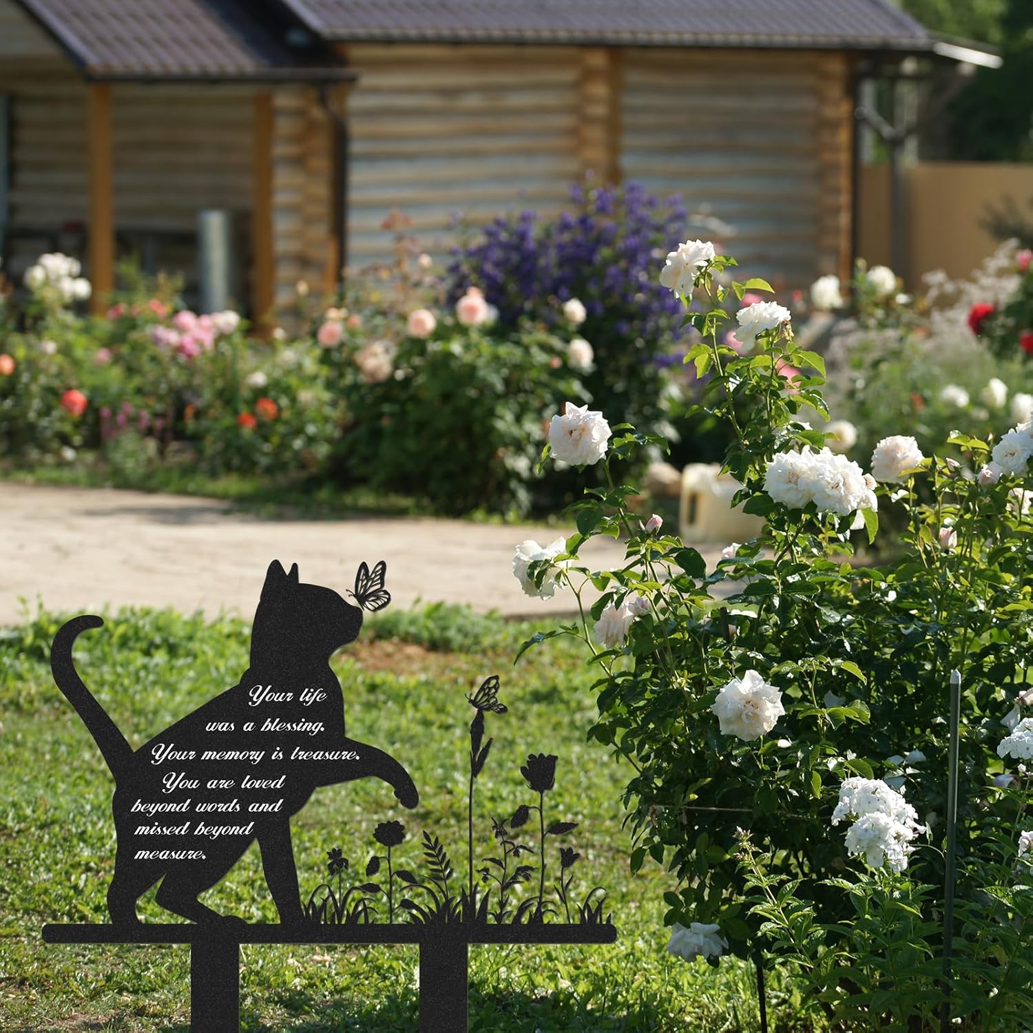 Memorial Pet Grave Markers, Metal Cat Garden Stake Plaque Cemetery Outdoors, Waterproof Pet Headstone Memorial(13.4 X 12 in) - Image 3