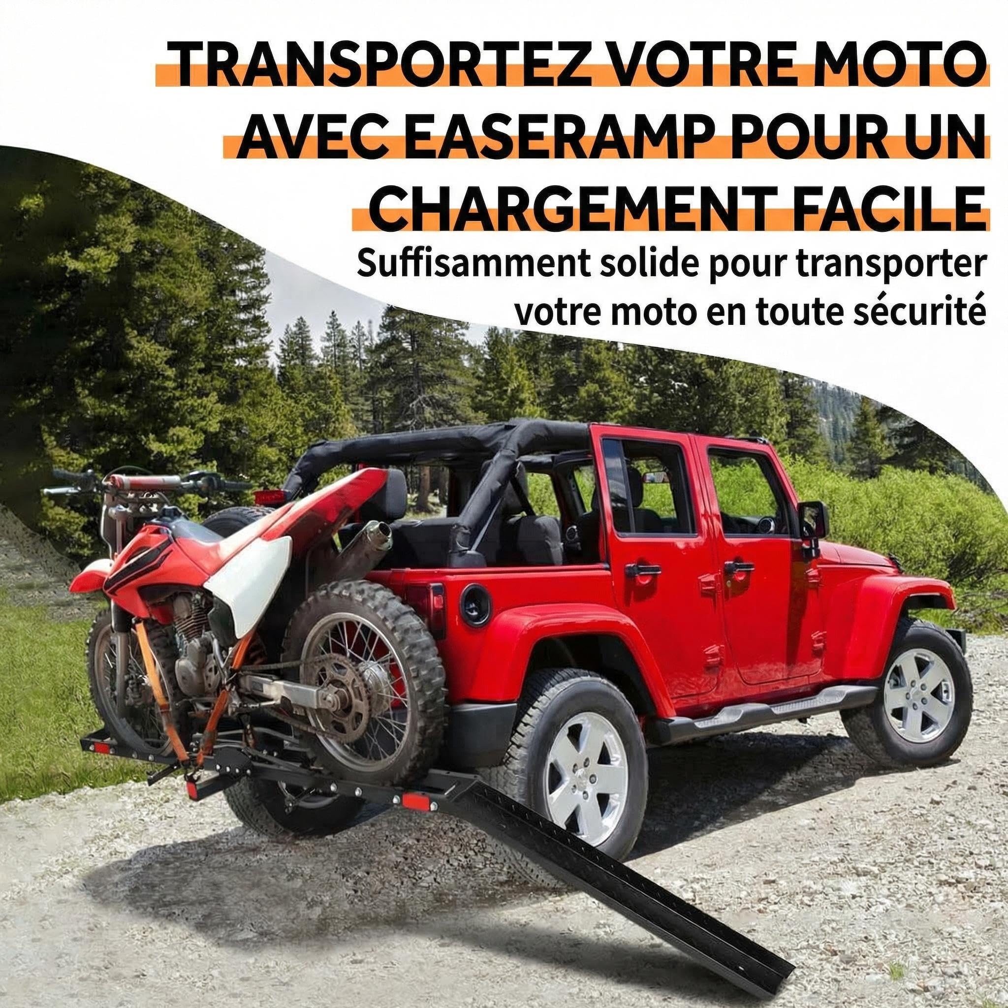 GarveeTech Porte-Bagages Moto 270kg, Rampe + Anti-Bascule, Uniquement pour Attelage Carré Américain 5cm (Standard US, Non Sphérique), pour Moto
