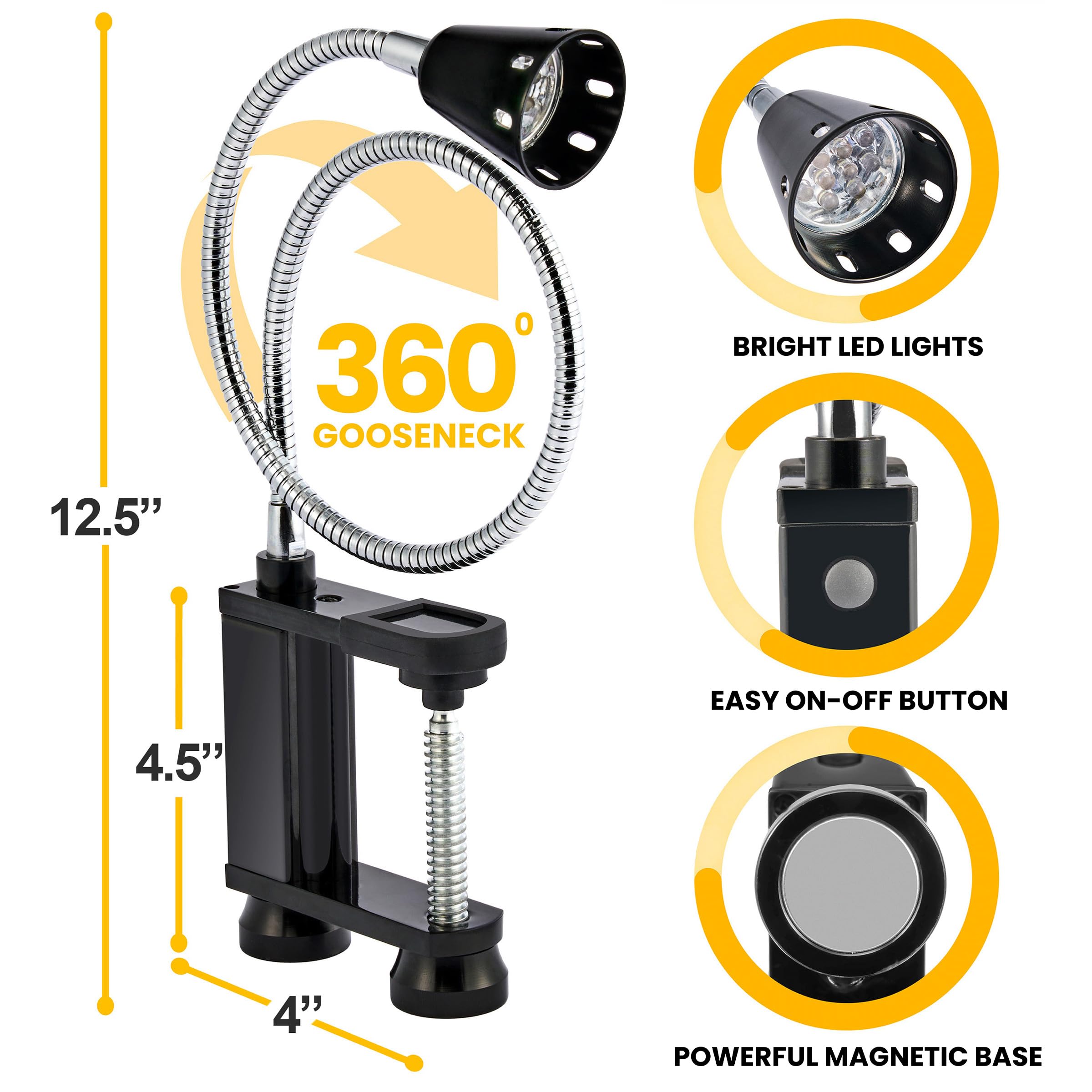 Flexibles magnetisches Grilllicht (schwarz, 2 Stück)