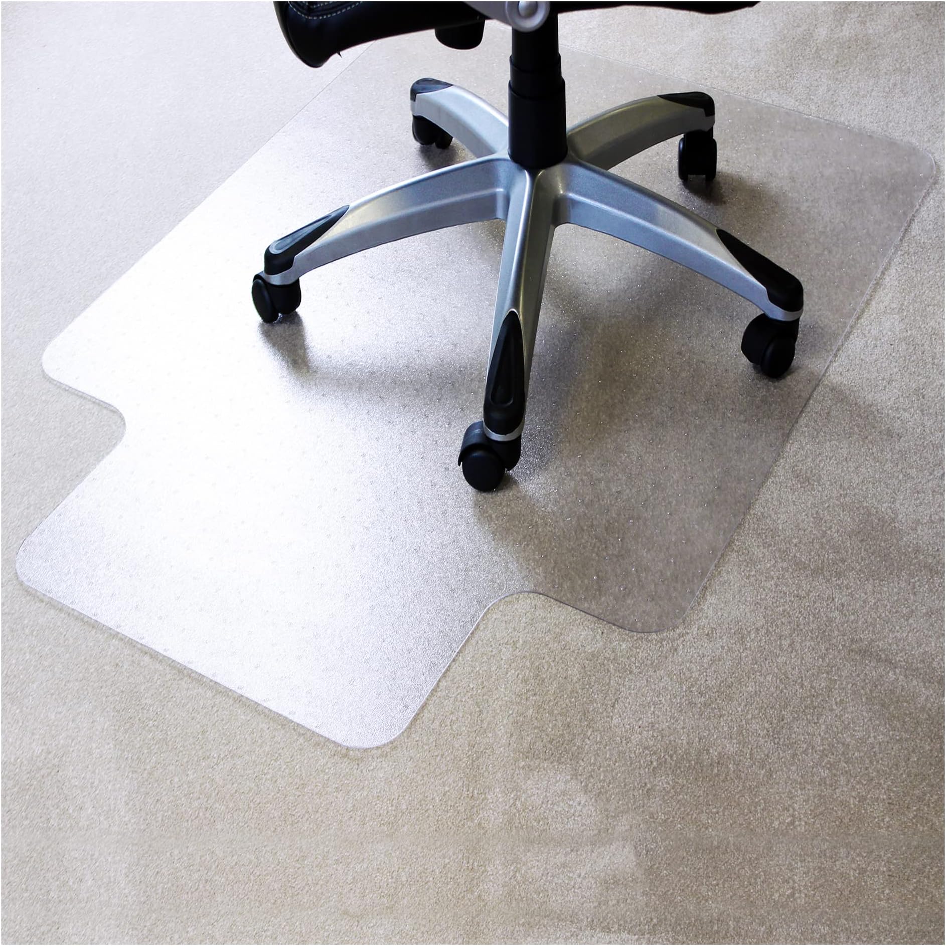 Marvelux Durable Office Chair Mat, Rectangular with Lip for Low and Standard Pile Carpets, 36" x 48", Transparent Carpeted Floor Protector, Shipped Flat, Eco-Friendly Enhanced Polymer