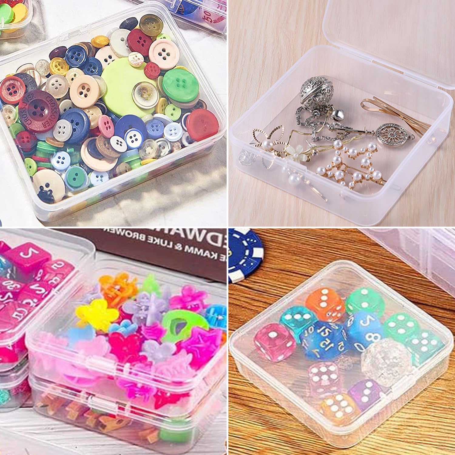 6 Scatole Portaoggetti Piccole In Plastica Trasparente Con Coperchio | 10,5x7,6x2,5 Cm | Per Perline, Gioielli, Viti E Fai Da Te