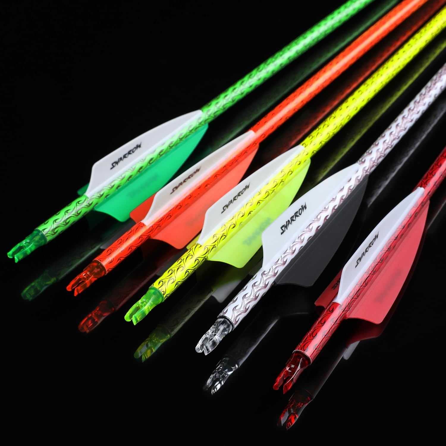 wolfman 30 Inch Archery Carbon Arrow Practice Hunting Arrows Spine 500 with Removable Tips Targeting Arrows for Compound & Recurve & Long Bow 6/12pcs