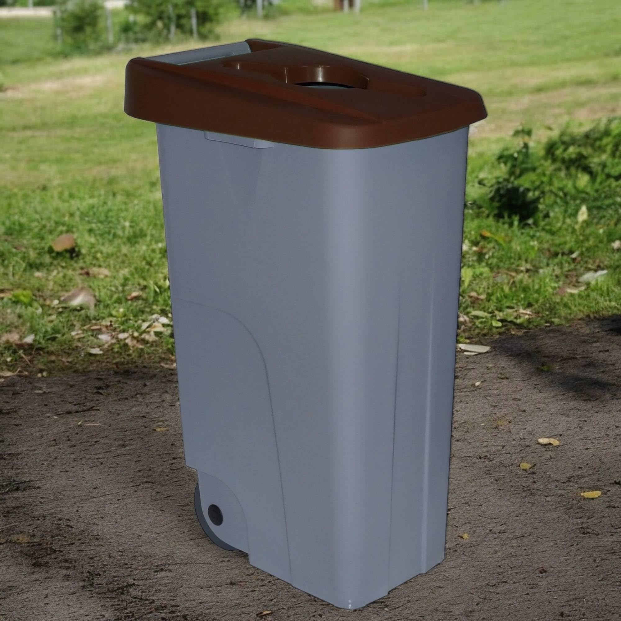 WELL HOME MOBILIARIO & DECORACIÓN Contenedor Abierto 85L Marrón H.76cm + Rollo 10 bolsas de basura 100L