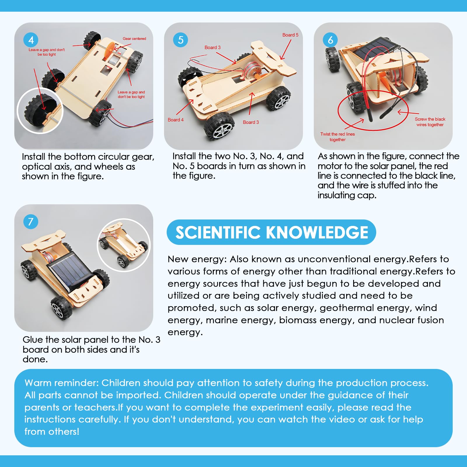Kit Auto Solare in Legno per Bambini 8+ Anni - Giocattolo Educativo STEM, kit di costruzioni solari per bambini,Regalo Creativo (Natale/Compleanno, Ragazzi e Ragazze)