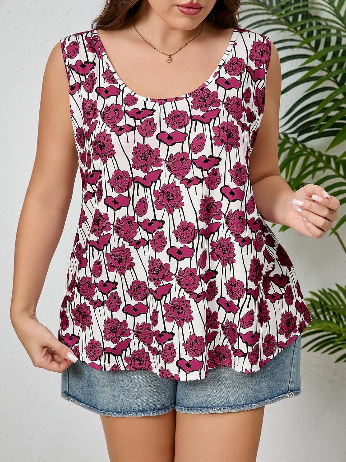 Plus Size Tank Tops for Women Summer Sleeveless Scoop Neck T-Shirts Tops Casual Tees Tunics Shirts - Image 5