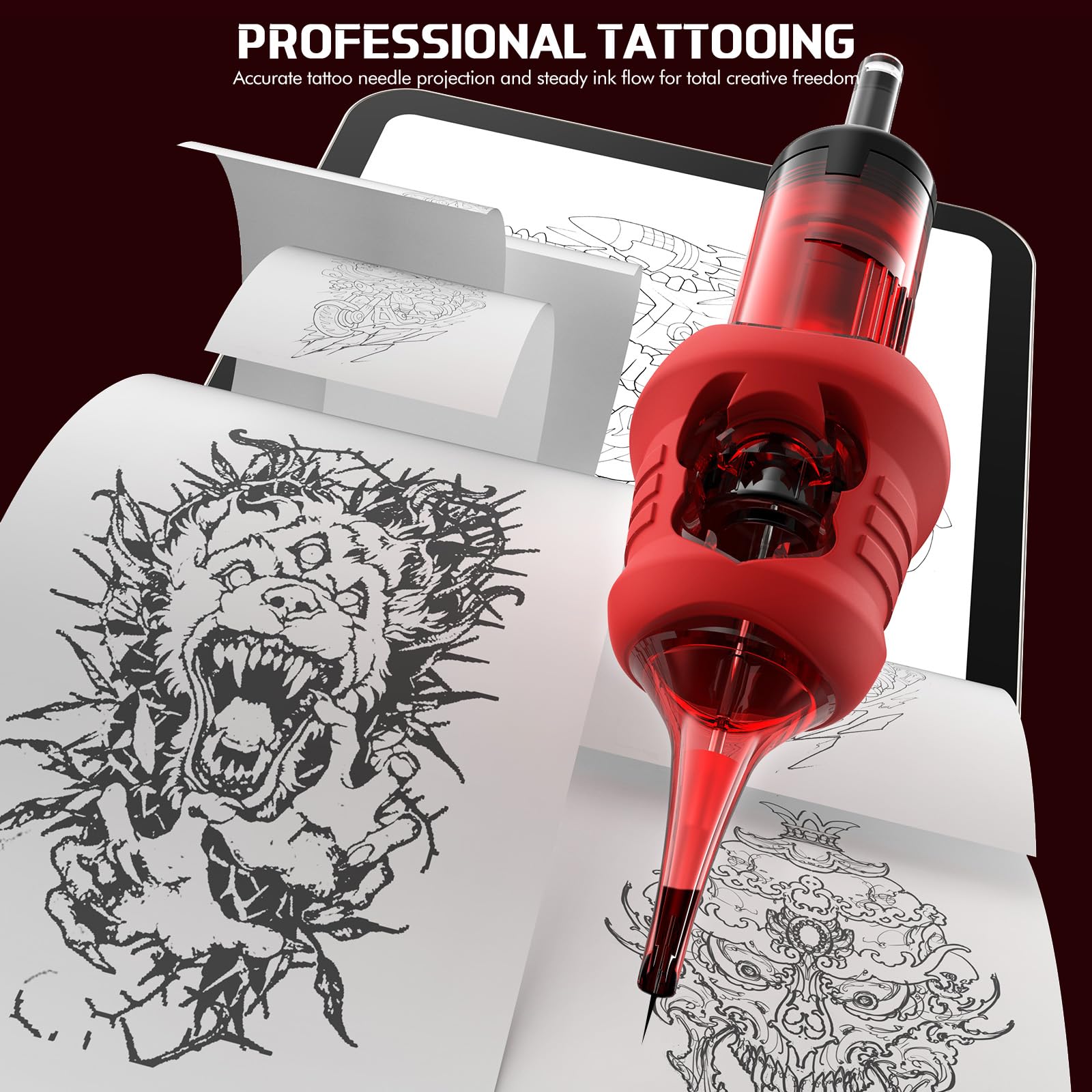 INKin Agujas Tatuaje 17RM 20 Piezas, Agujas de Tatuar #10 Bugpin 0,30mm Round Magnum con Protección de Silicona Extraíble, Agujas Tattoo con Mejorada Membrana para Maquina de Tatuar - EL Diablo