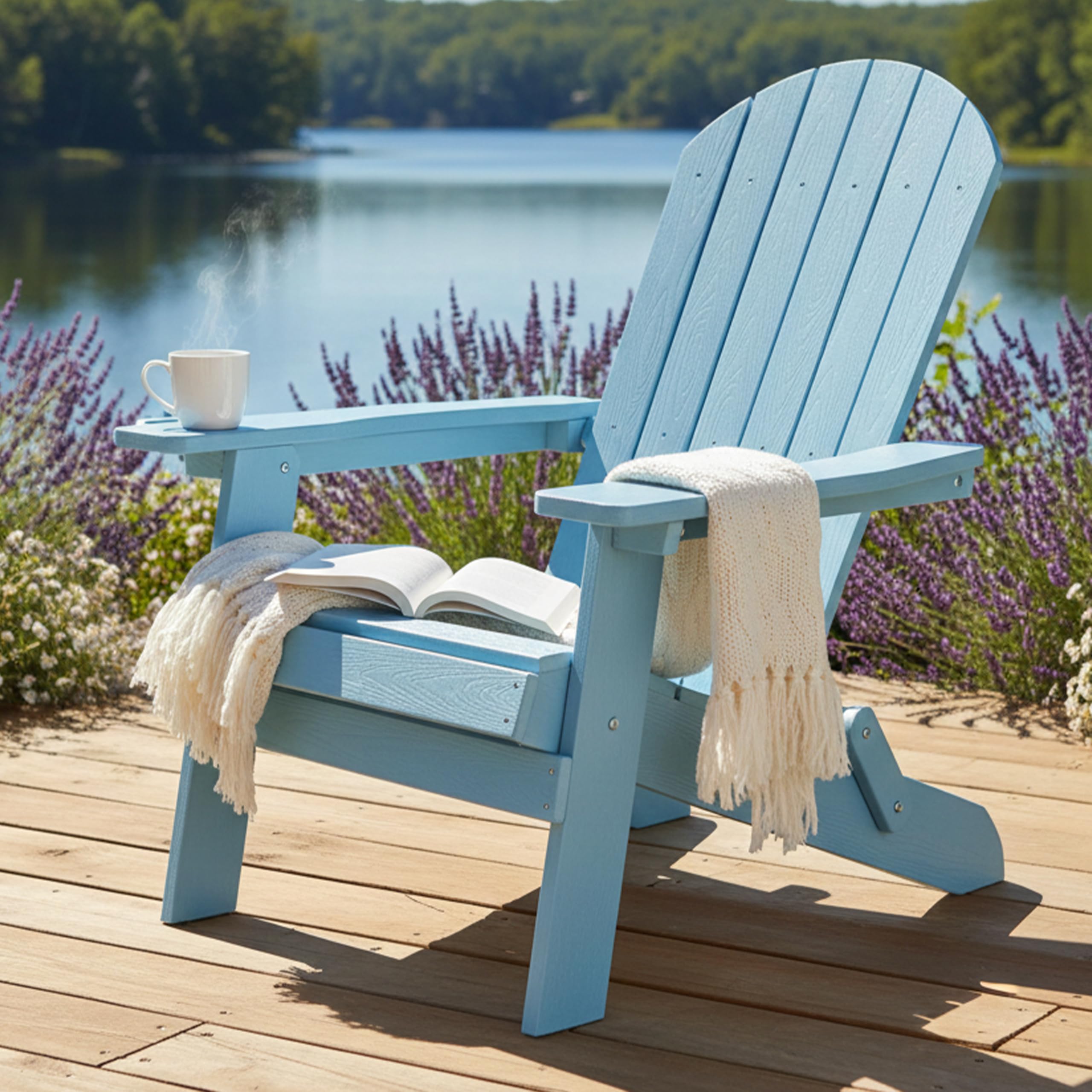 AXI Claire Sedia Adirondack plastica azzurra 84,5 x 77 x 95,5 cm sedia da giardino a sdraio