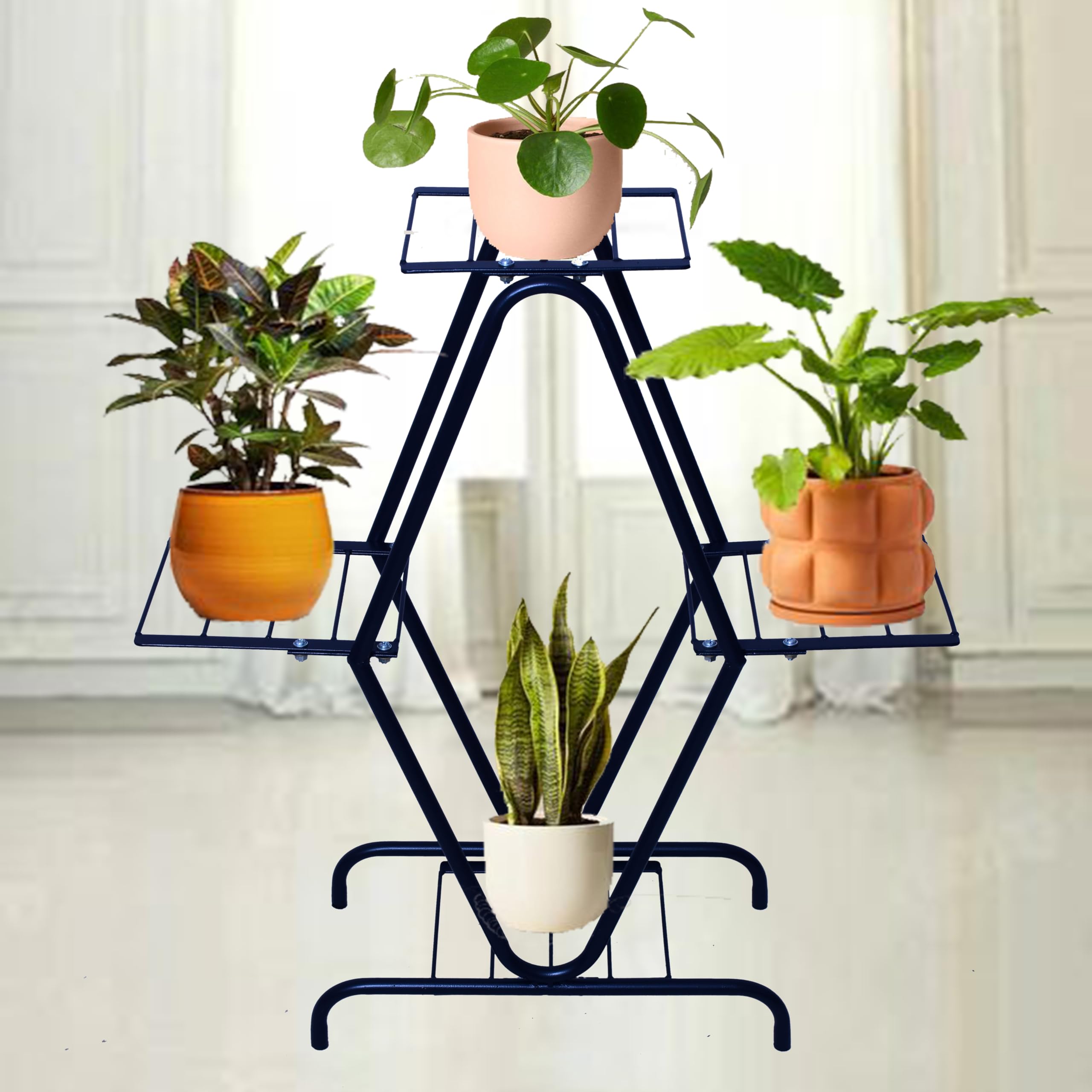 D&V ENGINEERING - Creative in innovation 4 shelf Plant Stand Indoor Outdoor, Flower Pot Holder Display Rack for Living Room, Balcony (Diamond Design) (B09P655NNH) Amazon Price History, Amazon Price Tracker
