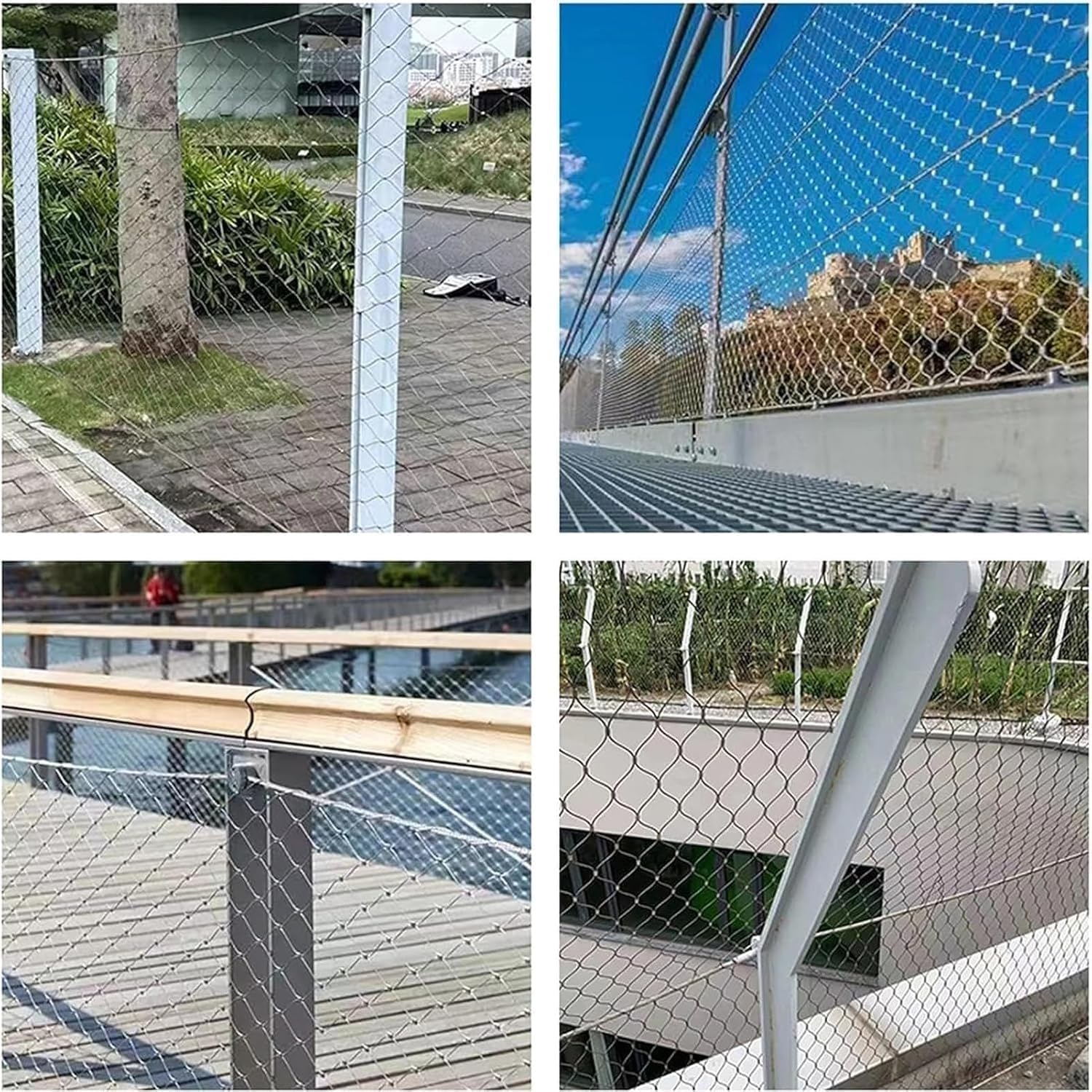 Siatka ogrodowa, ogrodzenie z siatki drucianej ze stali nierdzewnej, siatka zabezpieczająca balustradę, lina odporna na uderzenia, ogrodzenie przeciwupadkowe na dużej wysokości, 1,2 m x 8 m