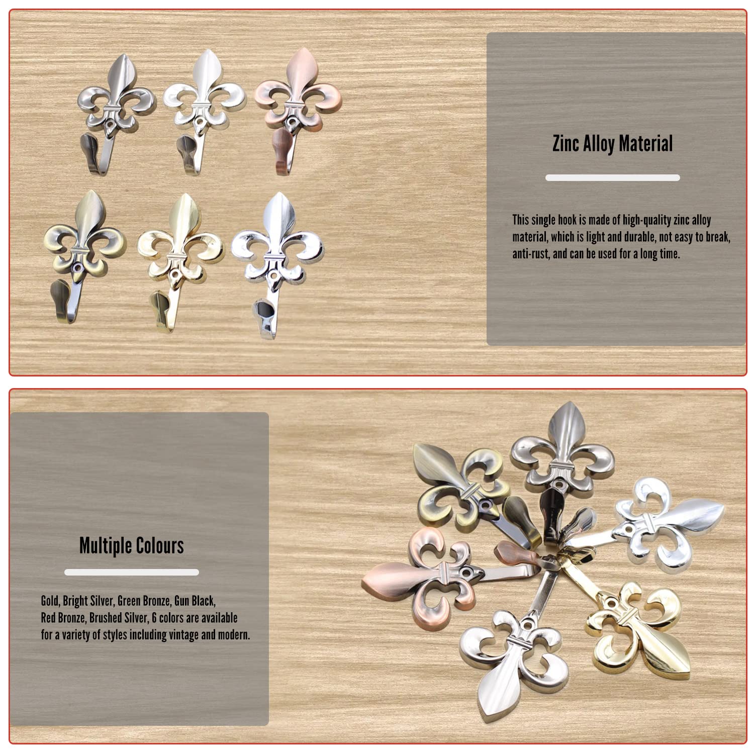 Crochet Mural Décoratif En Alliage De Zinc, Vintage, Idéal Pour