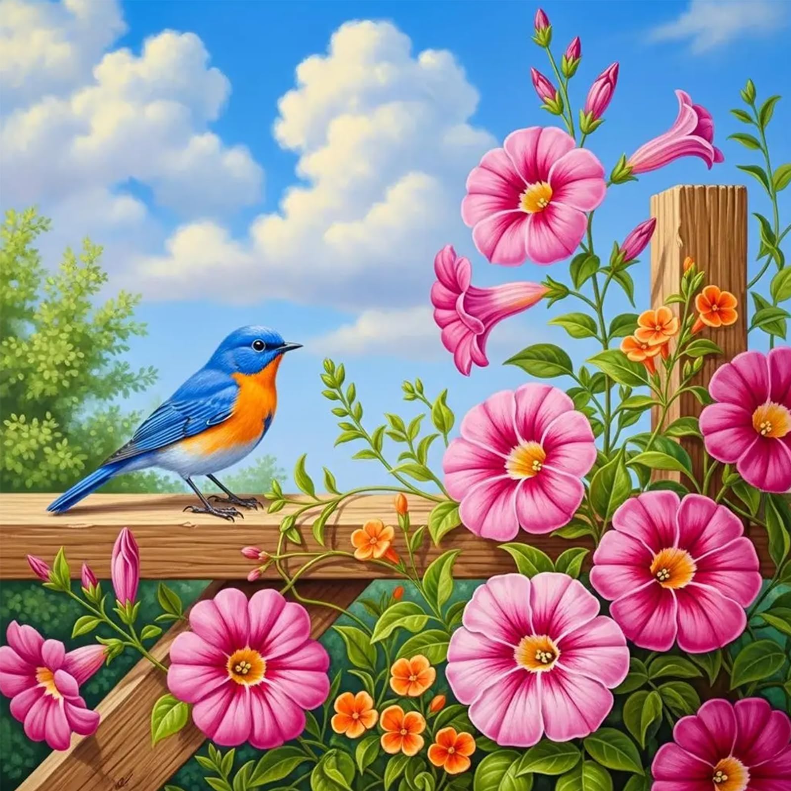 Poetrydraw E7272 Flowers & Bird Full Diy 5D Round Drill Diamond Art Paintings Picture Arts Craft For Adults/Beginners Gift Idea Home Decor Diamond Art Kits 11.81X11.81 In (E7272)