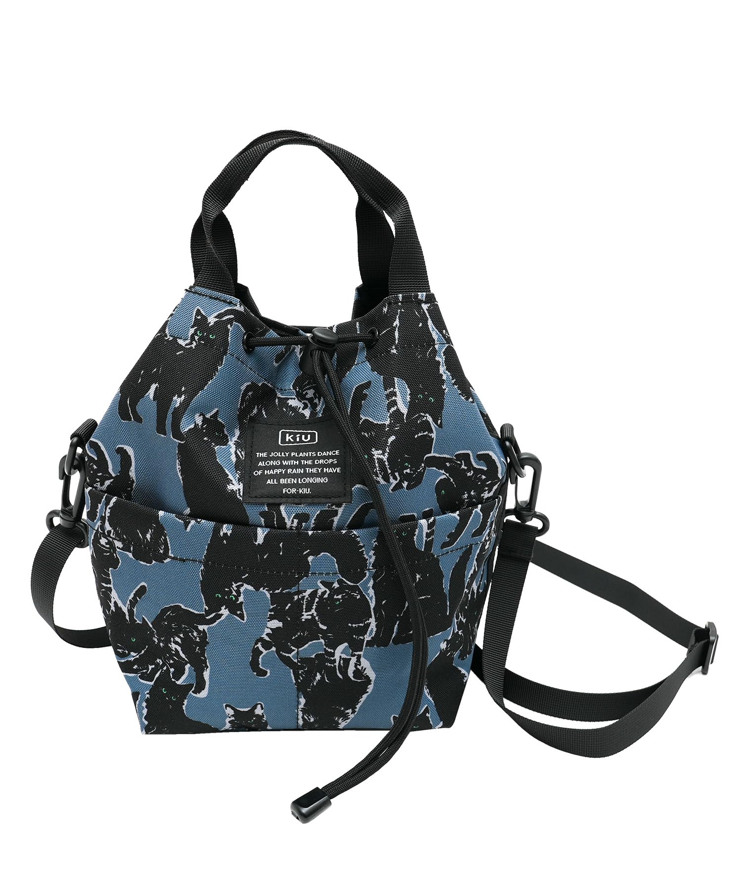 KiU キウ 600D ポケッタフルミニバッグ 600D POCKETFUL MINI BAG 防水 撥水 ショルダーバッグ ハンドバッグ 2way ポケット マチ おしゃれ カジュアル ユニセックス メンズ レディース 男女兼用 ミッドナイトキャッツBG K438-666