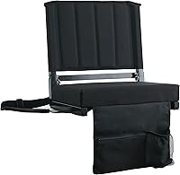SPORTBEATS Stadium Bleacher Seat with 16.5" High Back Support & 2.8" Thick Cushion - Portable Padded Chair w/ Strap, Black