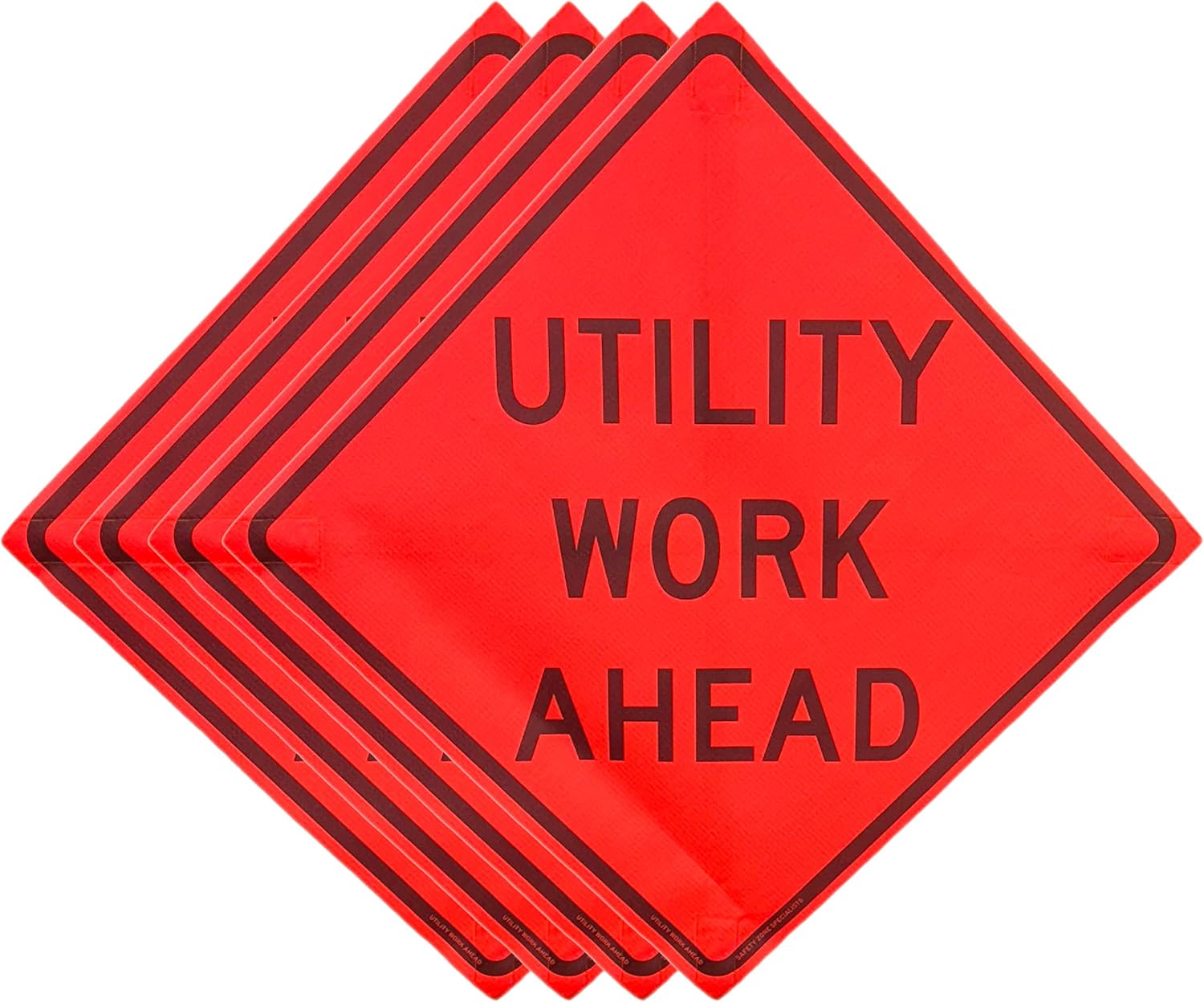 OrangeGear® 36" x 36" MUTCD TTC Complaint Orange Mesh Safety Traffic Control Sign w/Cross Ribs (4 Pack) (Utility Work Ahead)