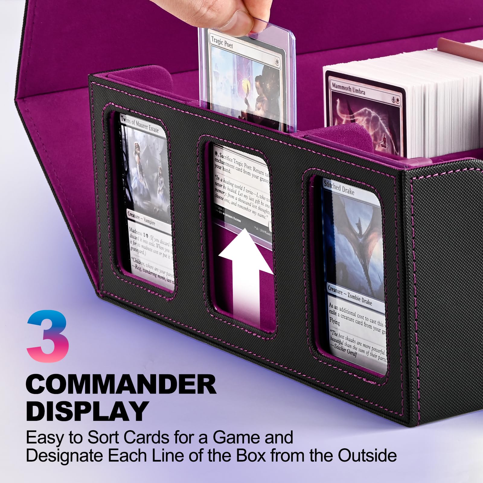 UAONO Caja de Almacenamiento para Tarjetas Intercambiables - Más de 1800 Cajas Commander para MTG Con Ventana de Visualización - Funda de Carga Superior