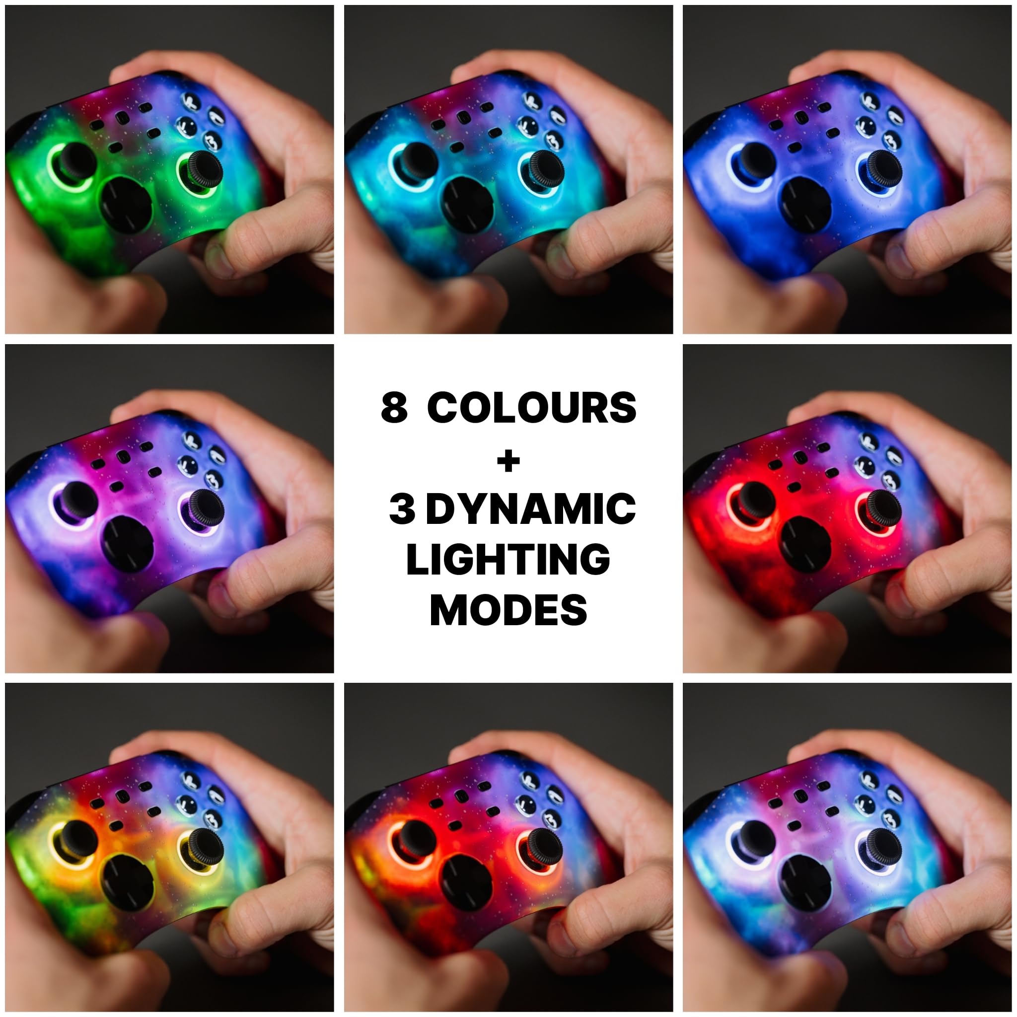 Surge Gamepad Pro (Supernova) - Controlador Bluetooth multiplataforma, compatible con Nintendo Switch, Windows PC, Steam Deck, Android e iOS, botones programables, vibración de retumbo, luces LED