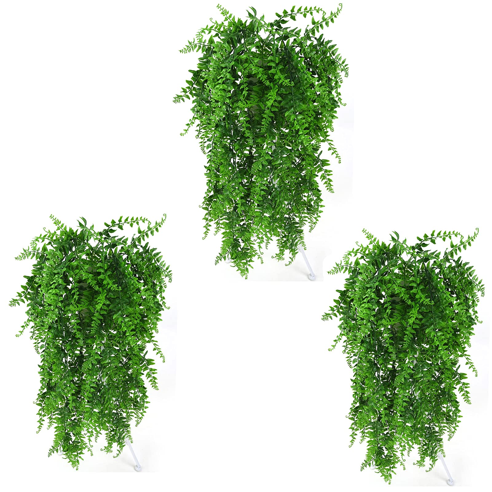 HERCOCCI 3 Pack Reptile Plants, Terrarium Hanging Plants Vines Artificial Leaves Habitat Decorations with Suction Cup for Bearded Dragon Hermit Crab Lizard Snake Geckos Chameleon