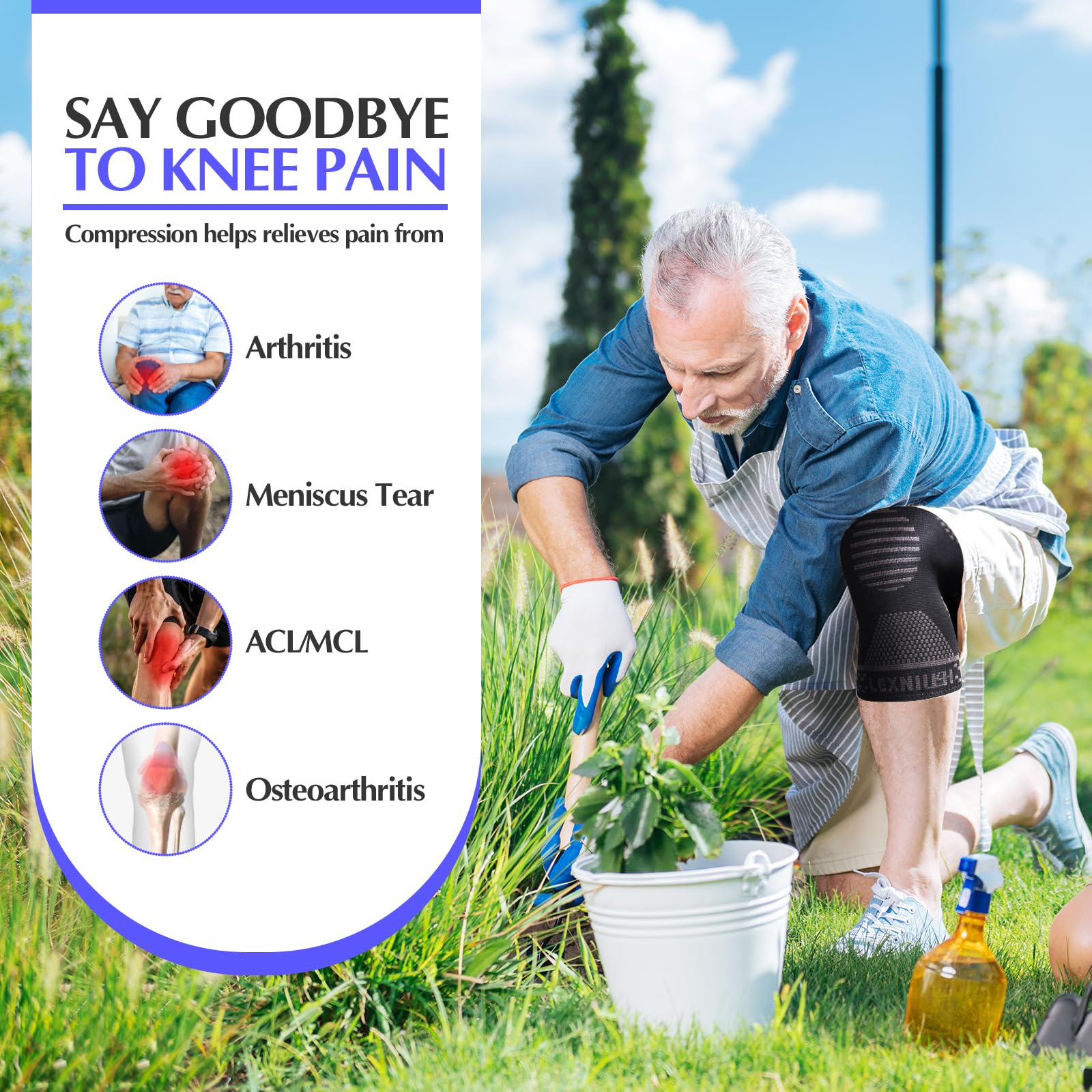2 Pezzi Ginocchiera Ortopedica per Uomo/Donne, Tutore Ginocchio a Compressione, Ginocchiera Sportiva Supporto per Menisco, Dolore alle Articolazioni, Lesioni dei Legamenti, S, Nero