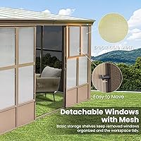 Vista 6 de Domi - Solárium montado en la pared de 10 x 12 pies, solárium de pared con techo inclinado de PC con estructura de aluminio, casa con paneles