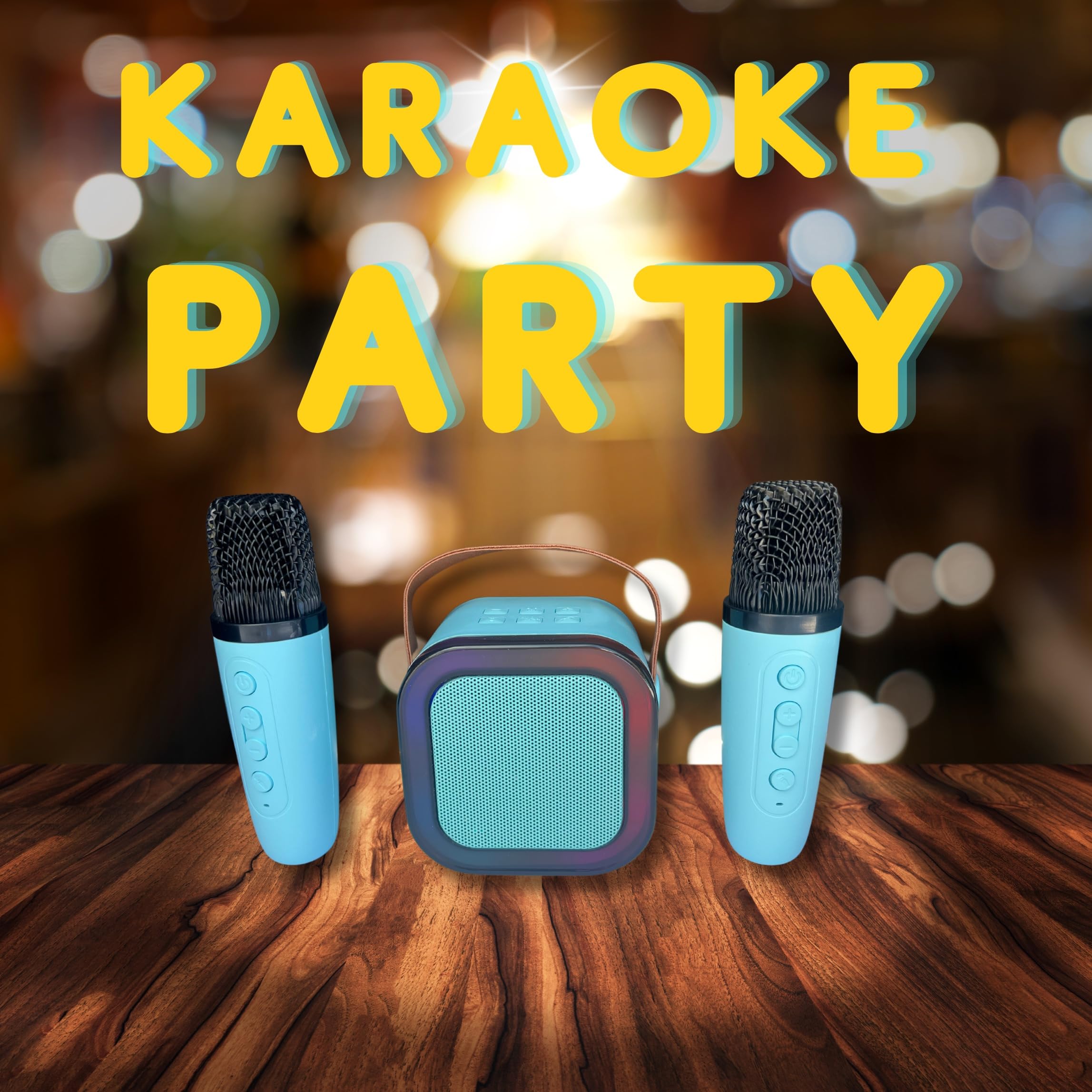 Mini Karaoke Machine with Two Microphones (Blue)