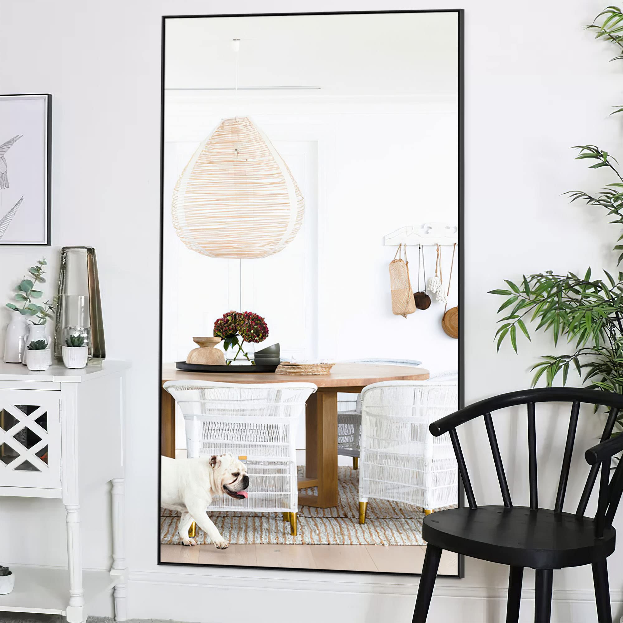 NeuType 71"x32" Bathroom Mirror Full Length Mirrors for Wall Full Body Mirror Tall Mirror Large Mirror Full Length Black Mirror Wall Mirrors Rectangle Mirror Black Full Length Mirror