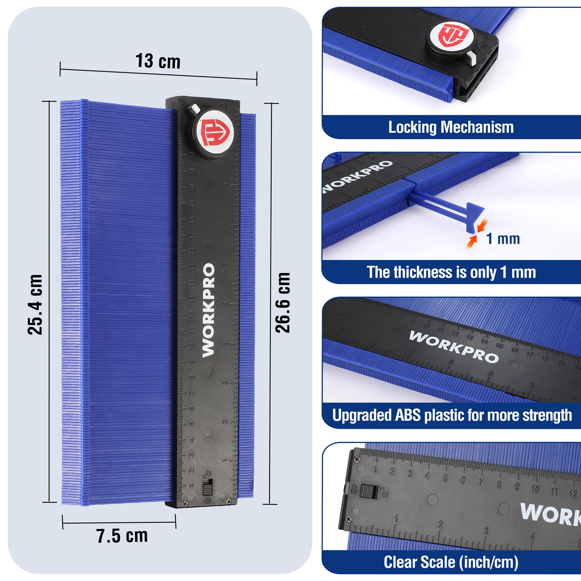 WORKPRO 2-Pack 25 CM Contour Gauge Duplicator, Marking Gauge with Lock, Adjustable Scribe Tool for Woodworking Construction - Image 2