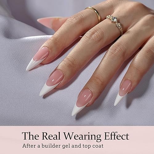 Vista 3 de BTArtboxnails French Gel Nail Tips - Long Stiletto Press on Nails Pink XCOATTIPS for Nail Extensions DIY 4-Rosado