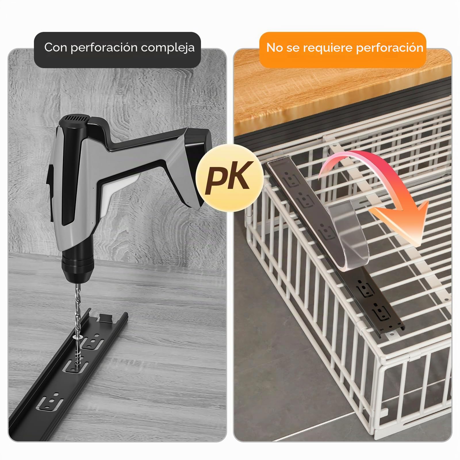 KUOGAS 2 Paquetes Cajones Extraibles Para Cocina, Cajones Deslizantes Para Cocina, Bandeja Extraible Armario Cocinas, Organizador de Cajones, no Requiere Taladrar Ni Clavar, Bandeja Extraible Armario