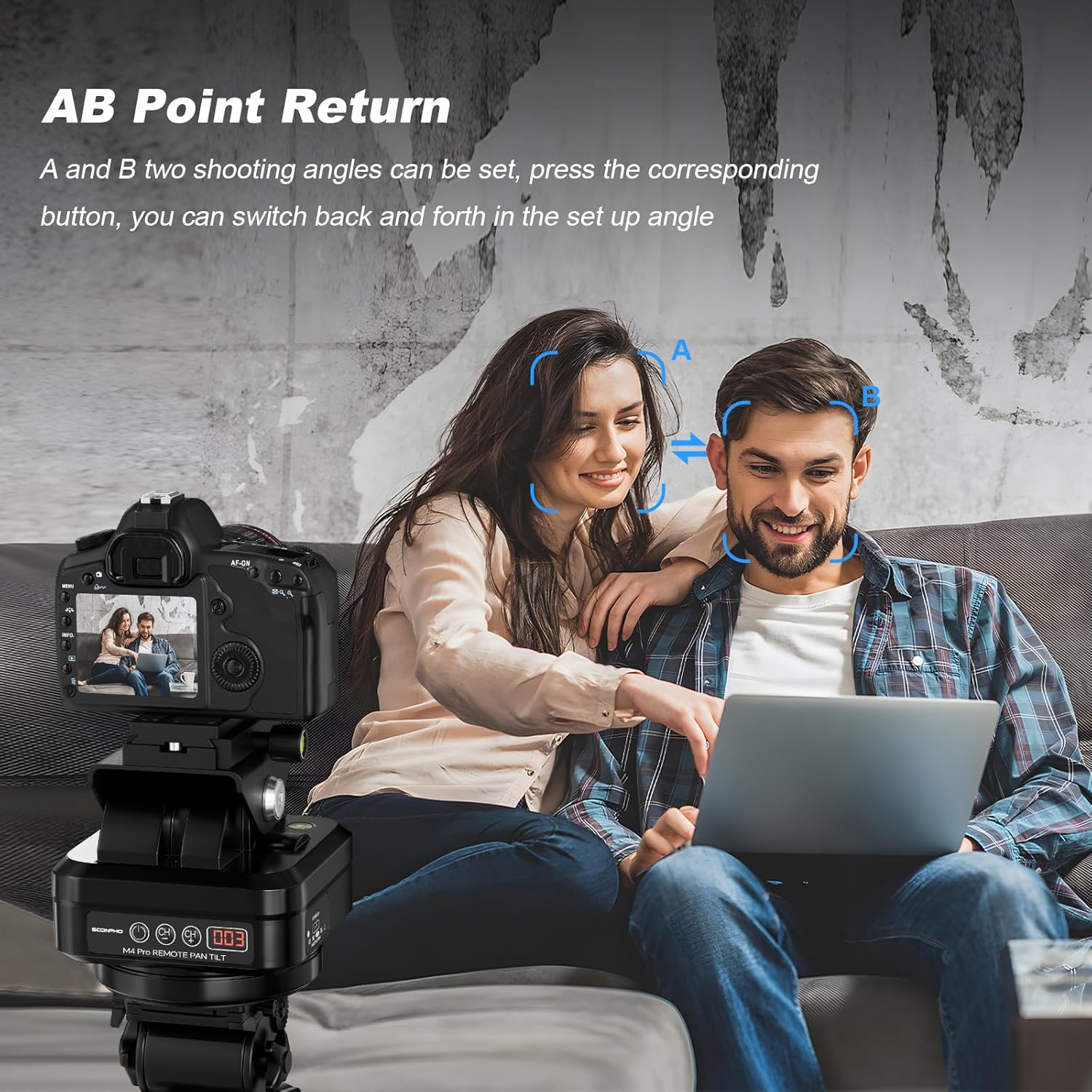 Soonpho M4 Pro Motorized Tripod Head, Rotating Panoramic Control 360° Pan Tilt Head with 40M Wireless Remote Control and Mobile Phone Clip for DSLR Cameras, Camcorders, Smartphones