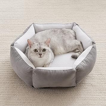 WESTERN HOME WH Donut Cat Bed, Cooling Pet Bed 20 Inch Cat Beds for Outdoor and Indoor Cats, Round Calming Breathable Dog Beds for Summer, Soft Slip-Resistant Bottom Machine Washable 20x20 Inch Grey