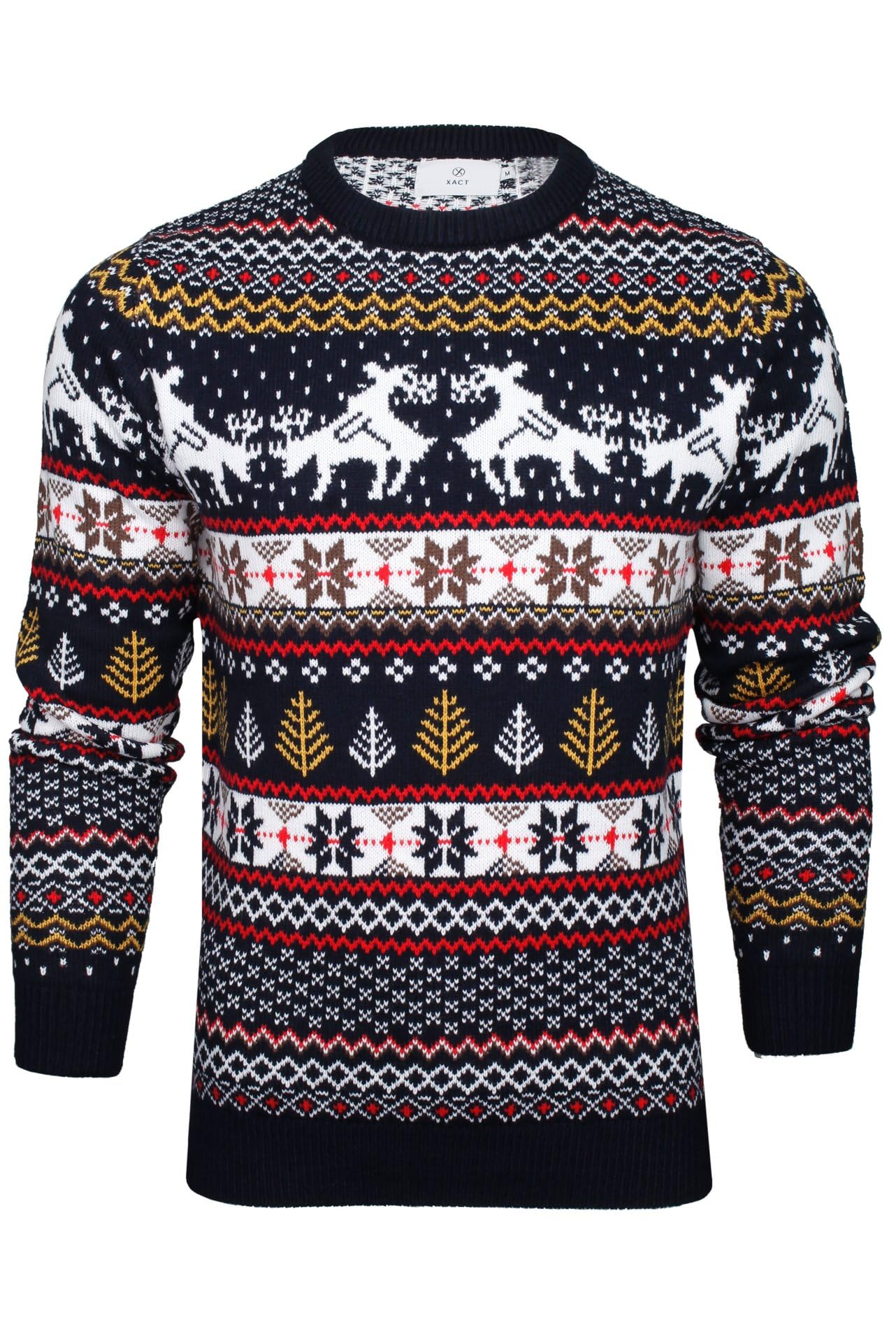Xact Men's Randy Reindeers - Ink Fair Isle Christmas Jumper Randy Reindeer (Randy Reindeers - Ink) L