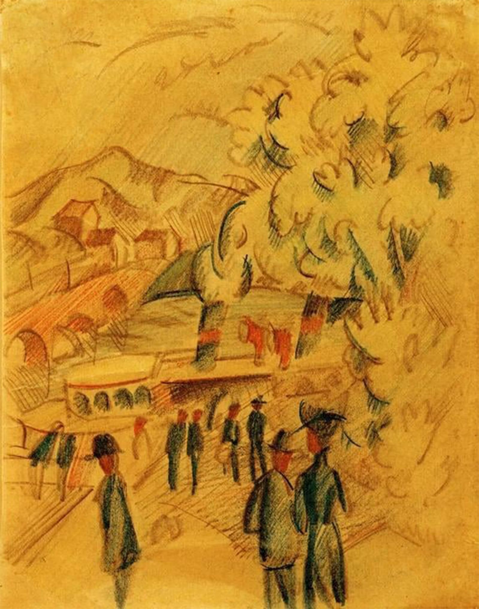 ARTXLXXBN Famous Print Painting Colorful Art Print the Way to the Country by August Macke Canvas Art Decorations for Home Decor 60x90cm