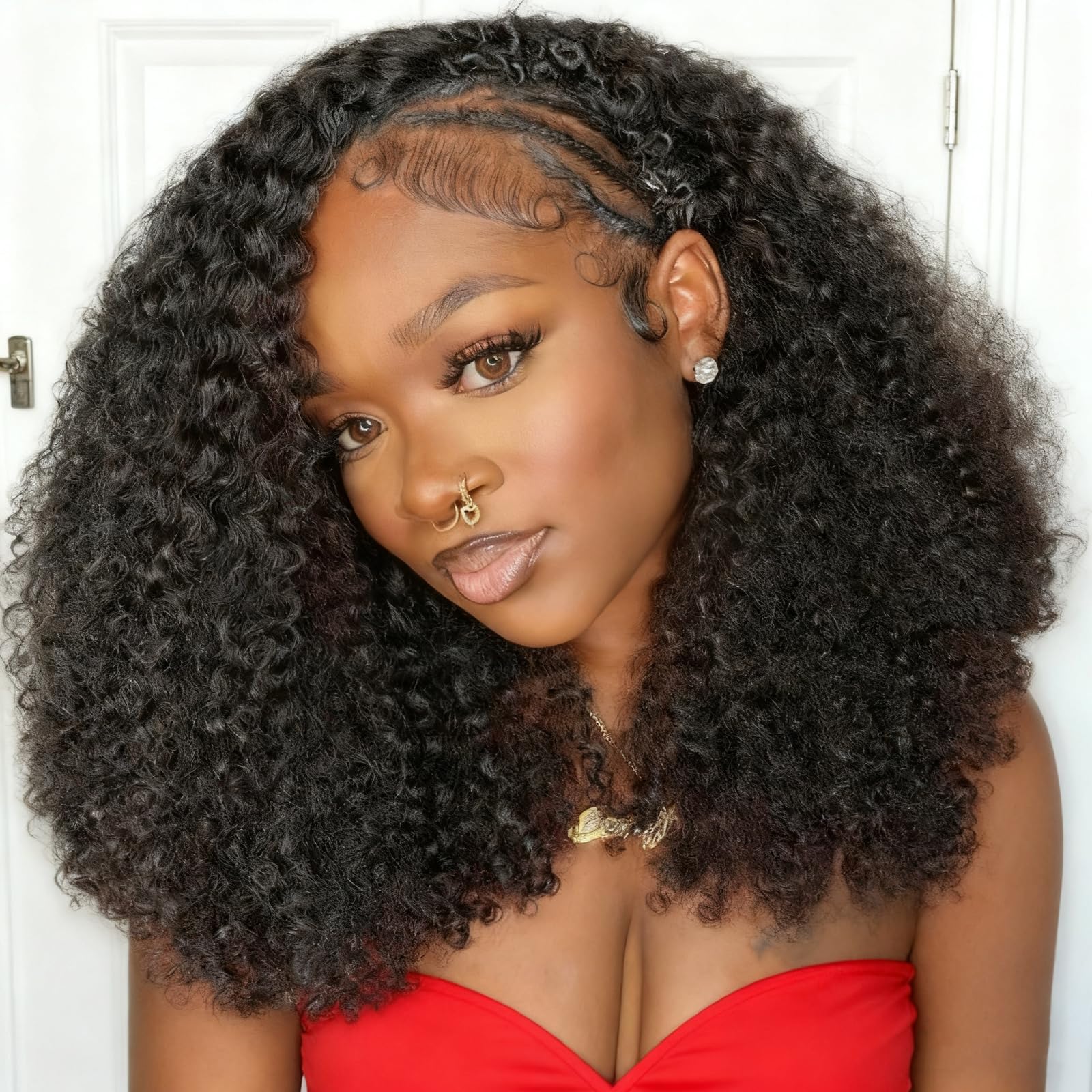 Amazon.com : SheBase Kinkycurly Wig Human Hair 250% Density 18