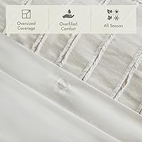 Vista 3 de Madison Park Juego de edredón Queen con rayas jacquard recortadas con botones, edredón bohemio para una cama tamaño Queen, edredones de algodón