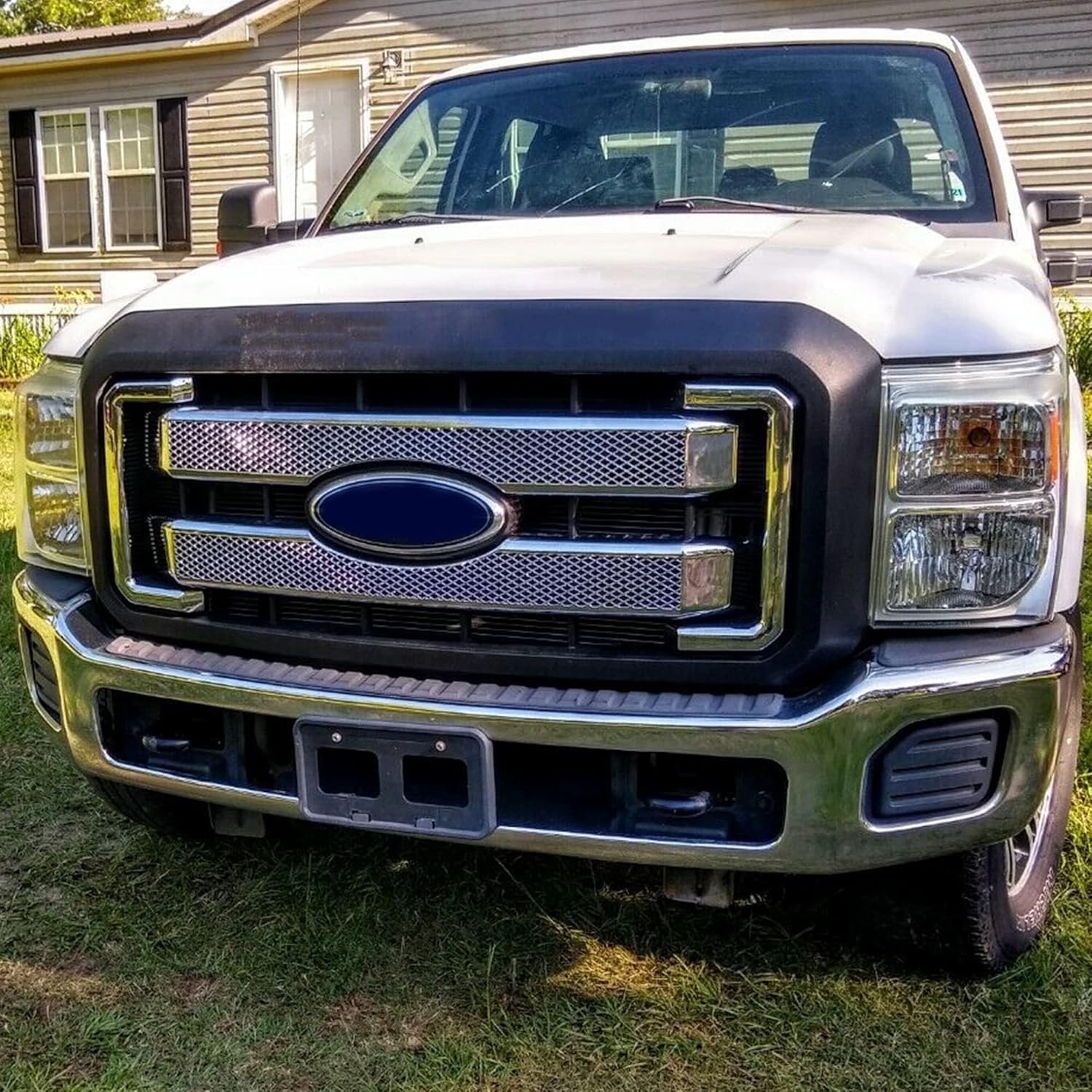 KUAFU Grille Trim Compatible with 2011-2016 Ford F-250 F-350 F-450 F-550 Super Duty Front Mesh Grill Cover Chrome Plastic(ABS)