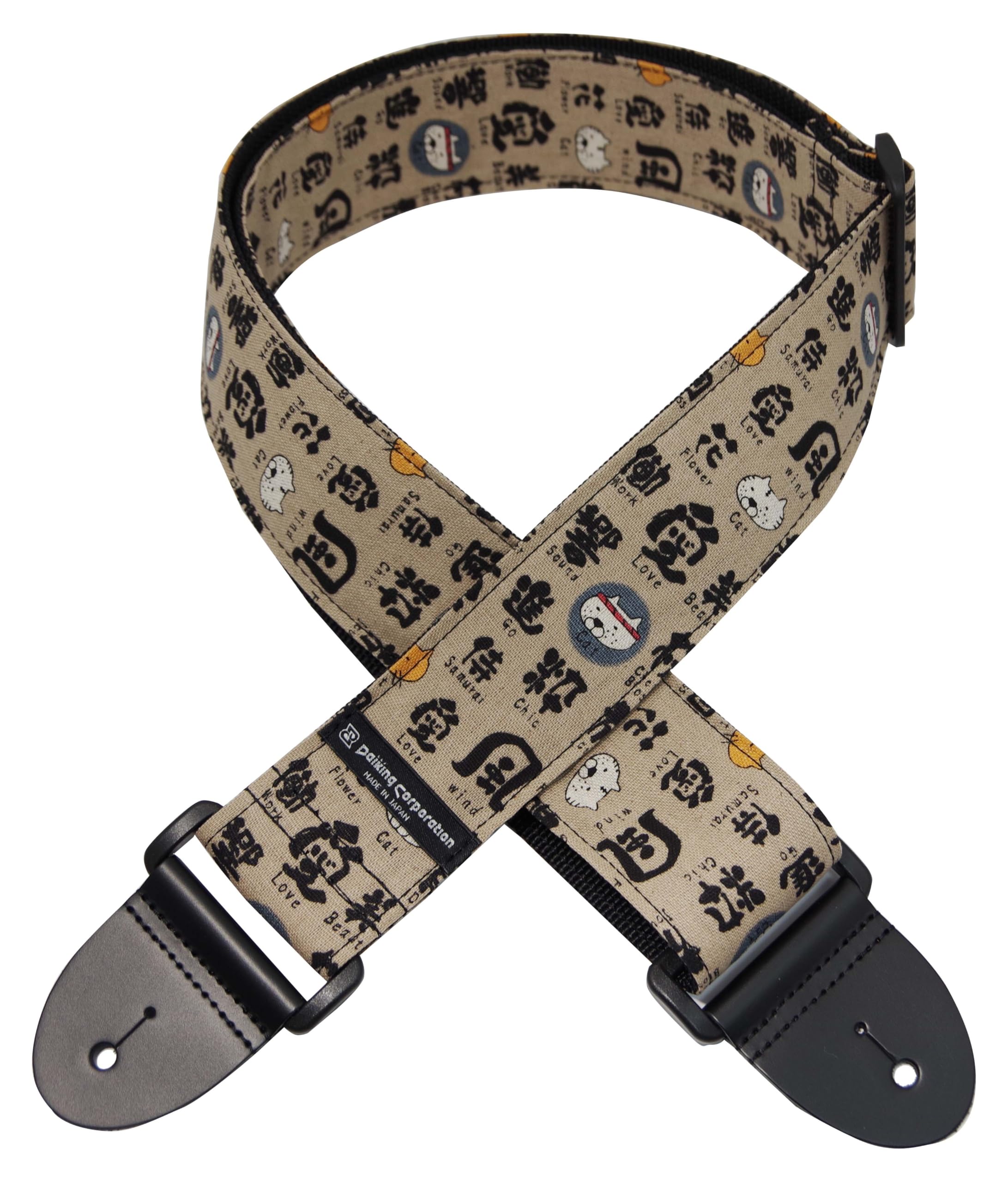 Daiking Letter and Cat Print Guitar Strap Made in Our Own Workshop