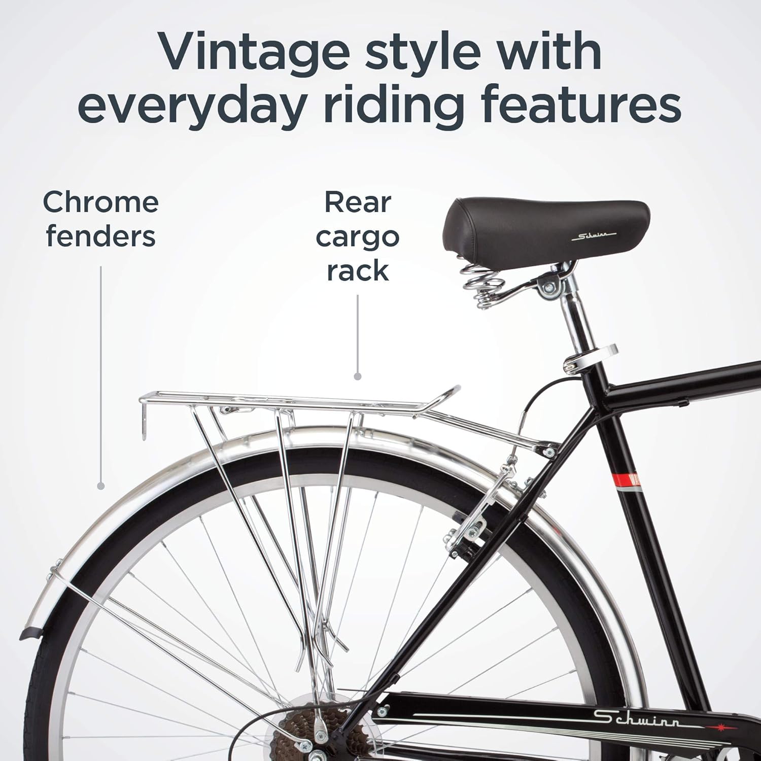 Schwinn Wayfarer Adult Bike Hybrid Retro-Styled Cruiser, Step-Over or Step-Through Frame Option, 7-Speed Drivetrain, Rear Rack, 700C Wheels, Multiple Colors : Sports & Outdoors