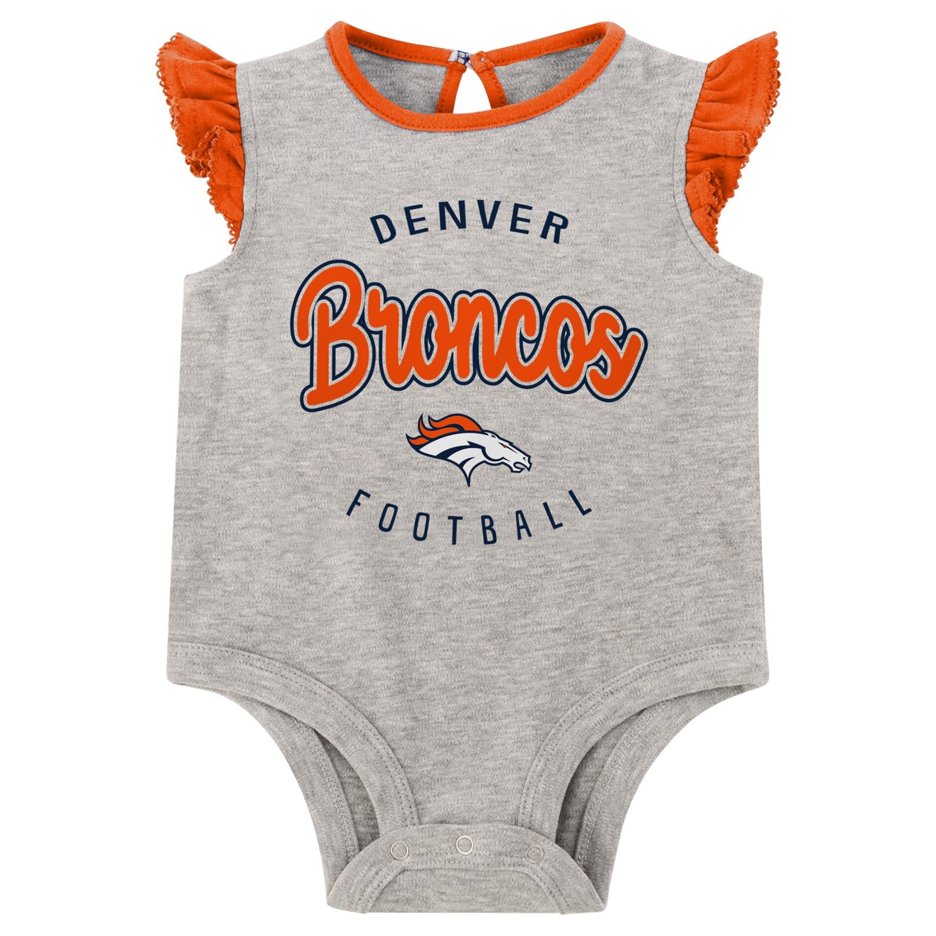 NFL New Born Infant 0/3M-6/9M Officially Licensed All Dolled Up 2 Piece Creeper Bodysuit and Skirt Set (Denver Broncos, 0-3 Months)