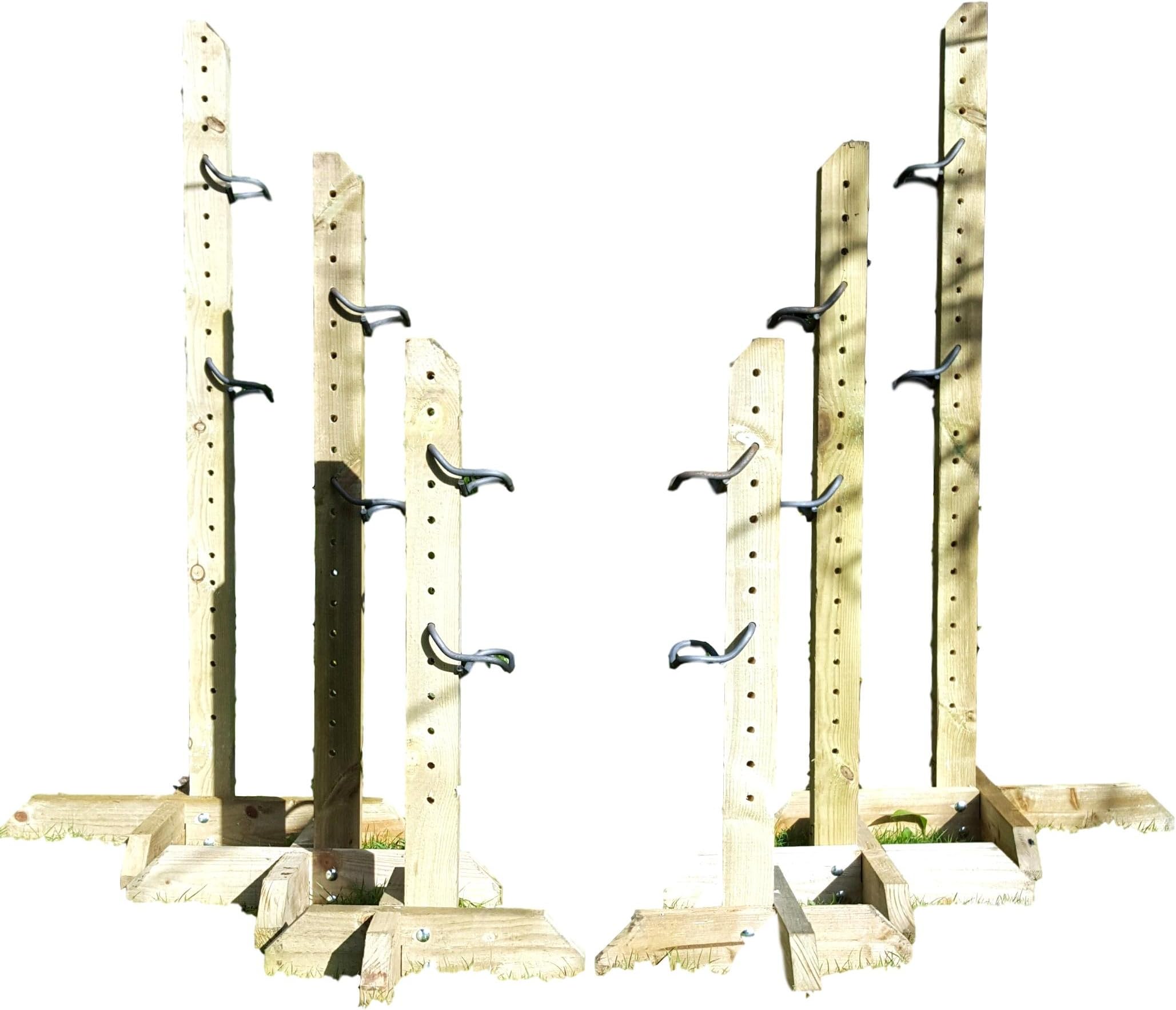 3 Pairs Show Jump Training Wings with 6 Pairs Of Show Jump Cups. One pair of 3ft, one pair of 4ft & one pair of 5ft training wings with 6 pairs of jump cups