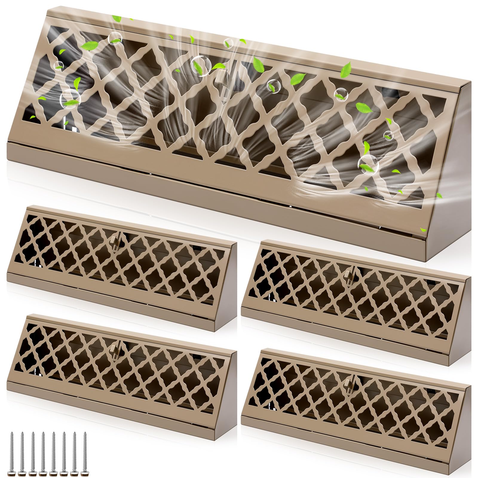 Grille d'aération pour plinthe et sol de maison lot de 4 diffuseurs modernes 45,7 cm marron