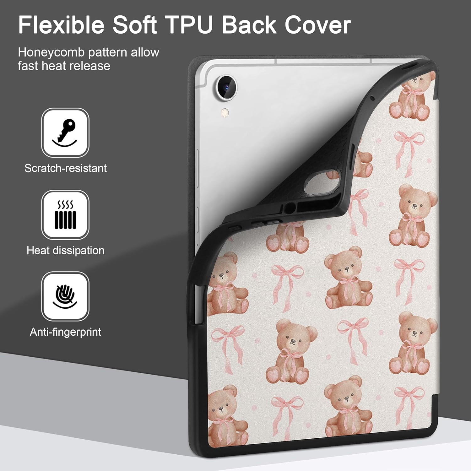 DONGKE Case for Samsung Galaxy Tab S11 5G 11" 2025 Model (SM-X730/X736B), Slim Lightweight Trifold Stand Cover with S Pen Holder, Auto Sleep/Wake, Soft TPU Shockproof Back, Lovely Bears