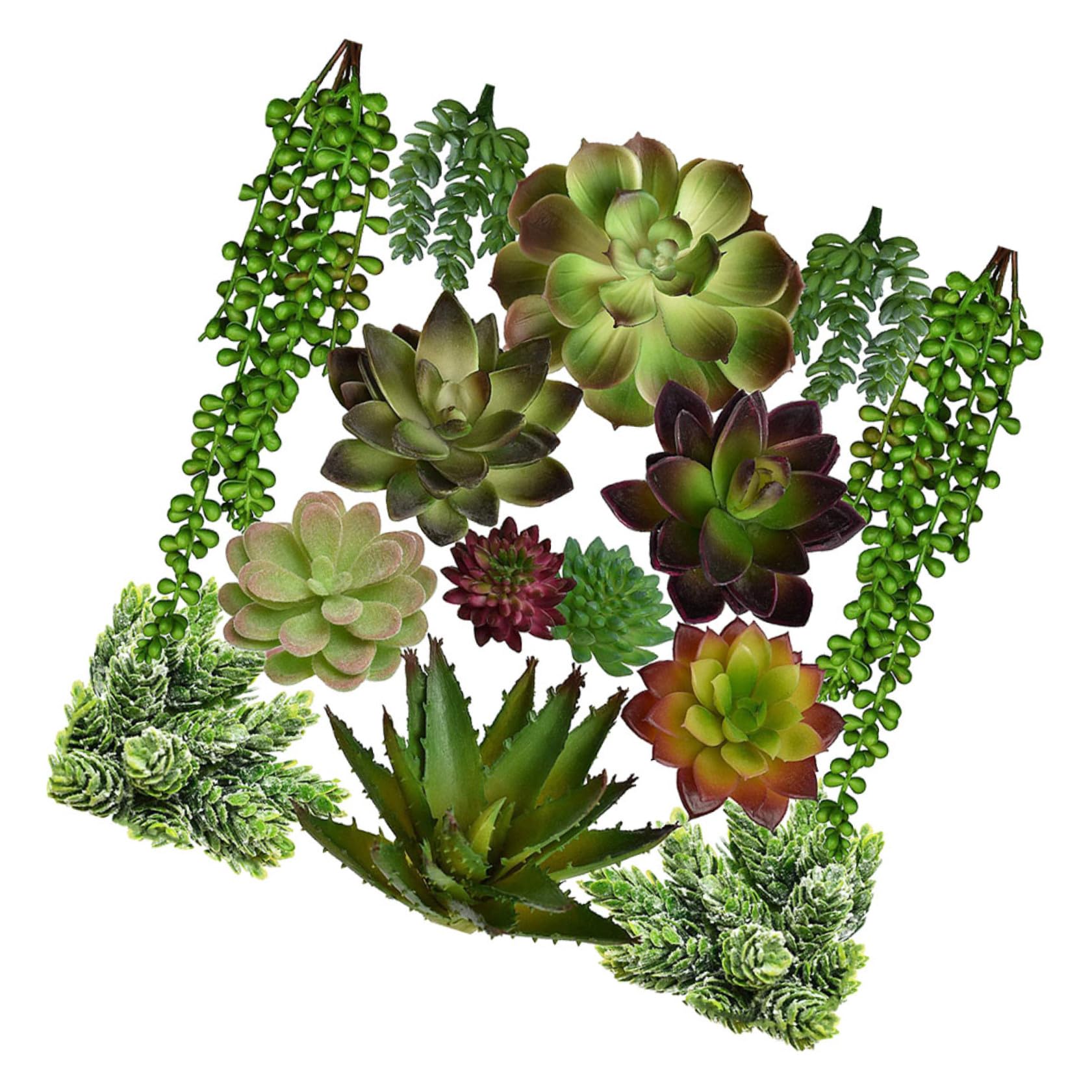 Healeved Succulentes Artificielles Décoratives 14 Pièces en PVC PE Vertes